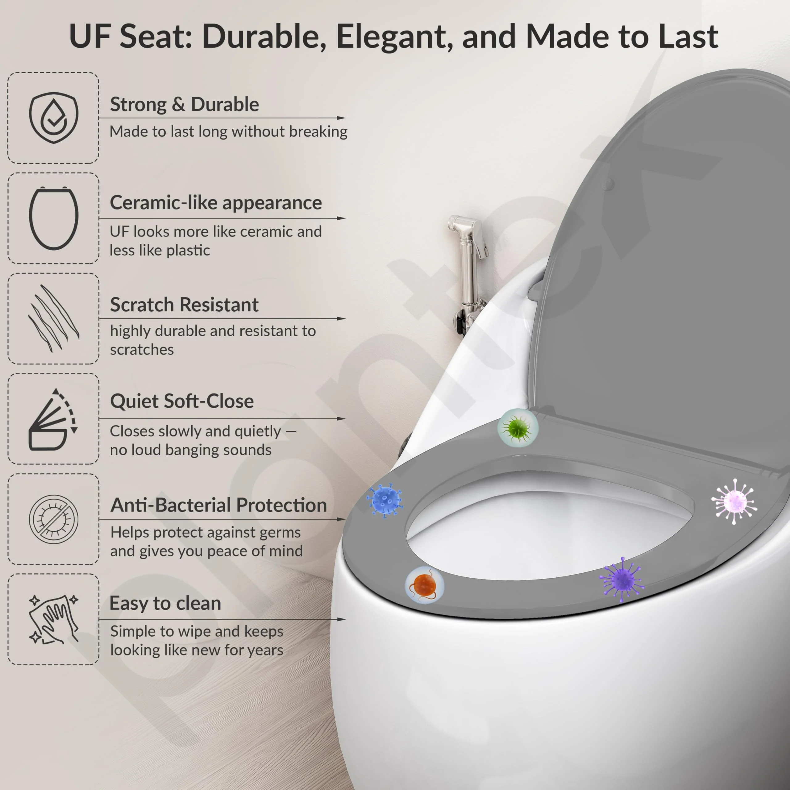 Plantex Platinum Ceramic Rimless Commode/One Piece Western Toilet/Siphonic Flush Western Commode with Soft Close Toilet Seat - S Trap Outlet (White & Grey) - Image 7