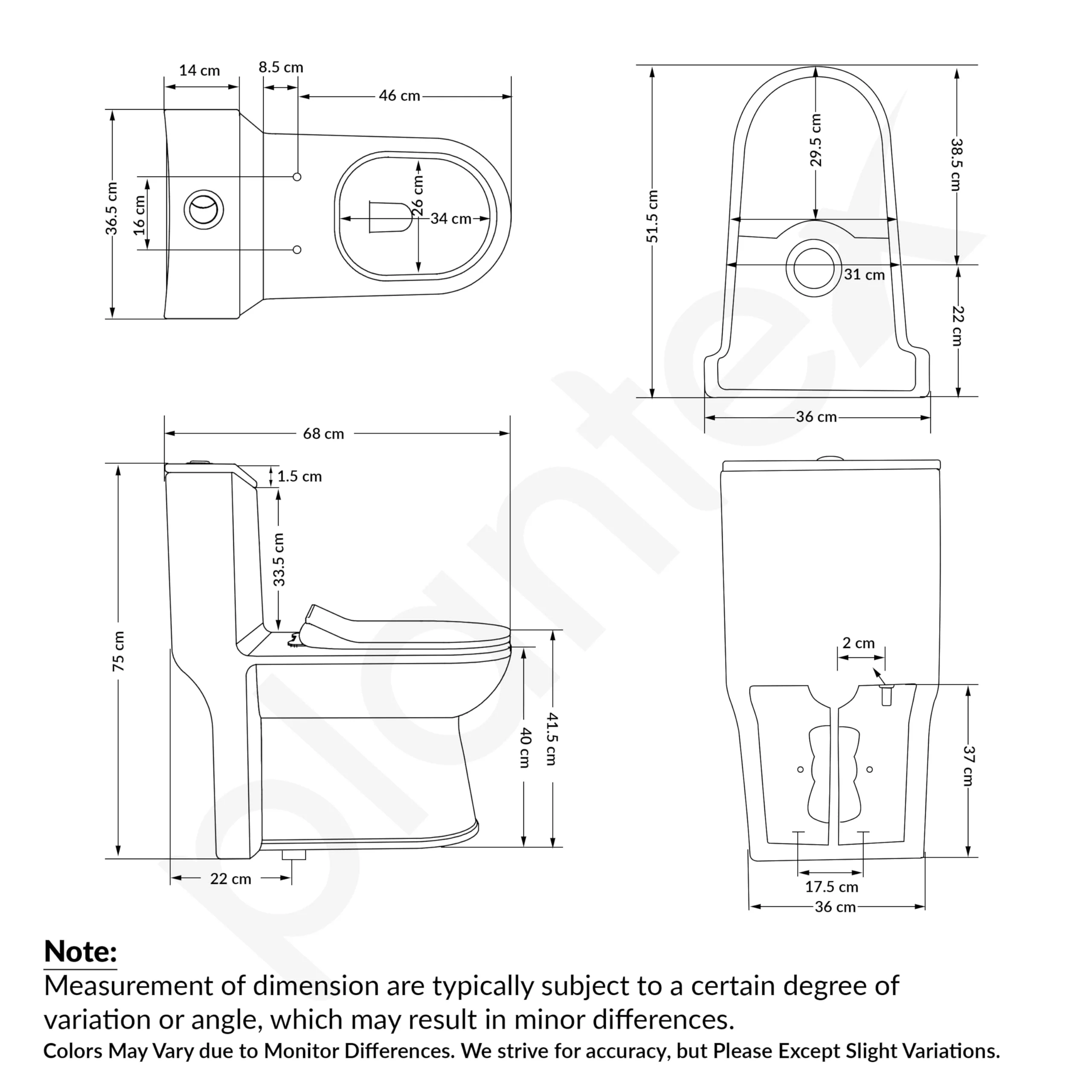 Plantex Platinum Ceramic Rimless Western Commode/Washdown One Piece Western Toilet/Commode for Bathroom with Soft Close Toilet Seat - S Trap Outlet (Smoke) - Image 3