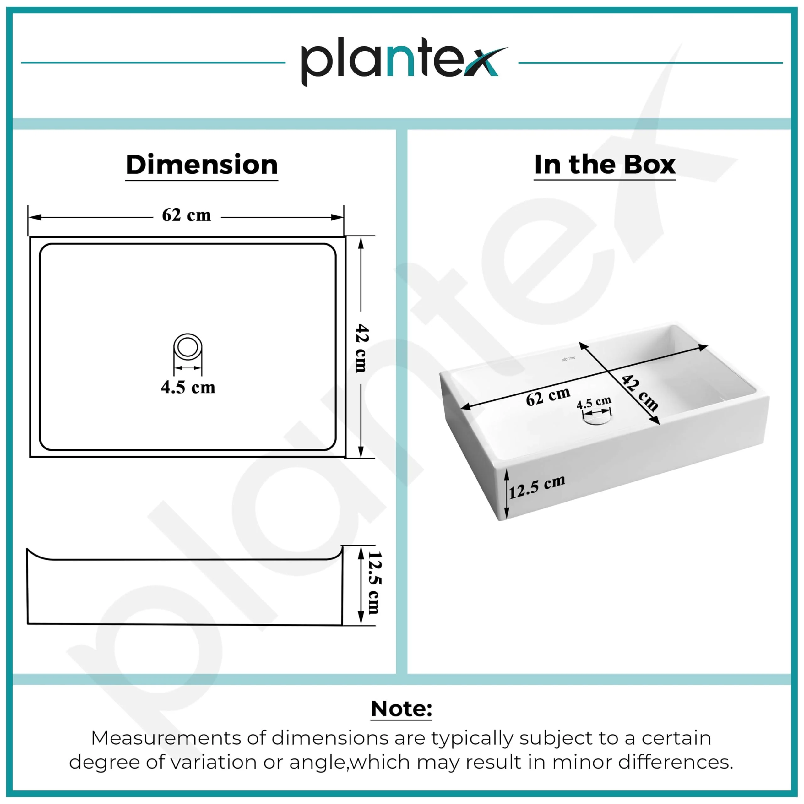 Plantex Platinum Ceramic WashBasin/Tabletop Wash Basin/Basin for Bathroom/Bathroom Wash Basin with 10 Years Glaze Warranty by Plantex/ (White, Rectangle, 24.5 x 16.5 x 5 Inch) - Image 3