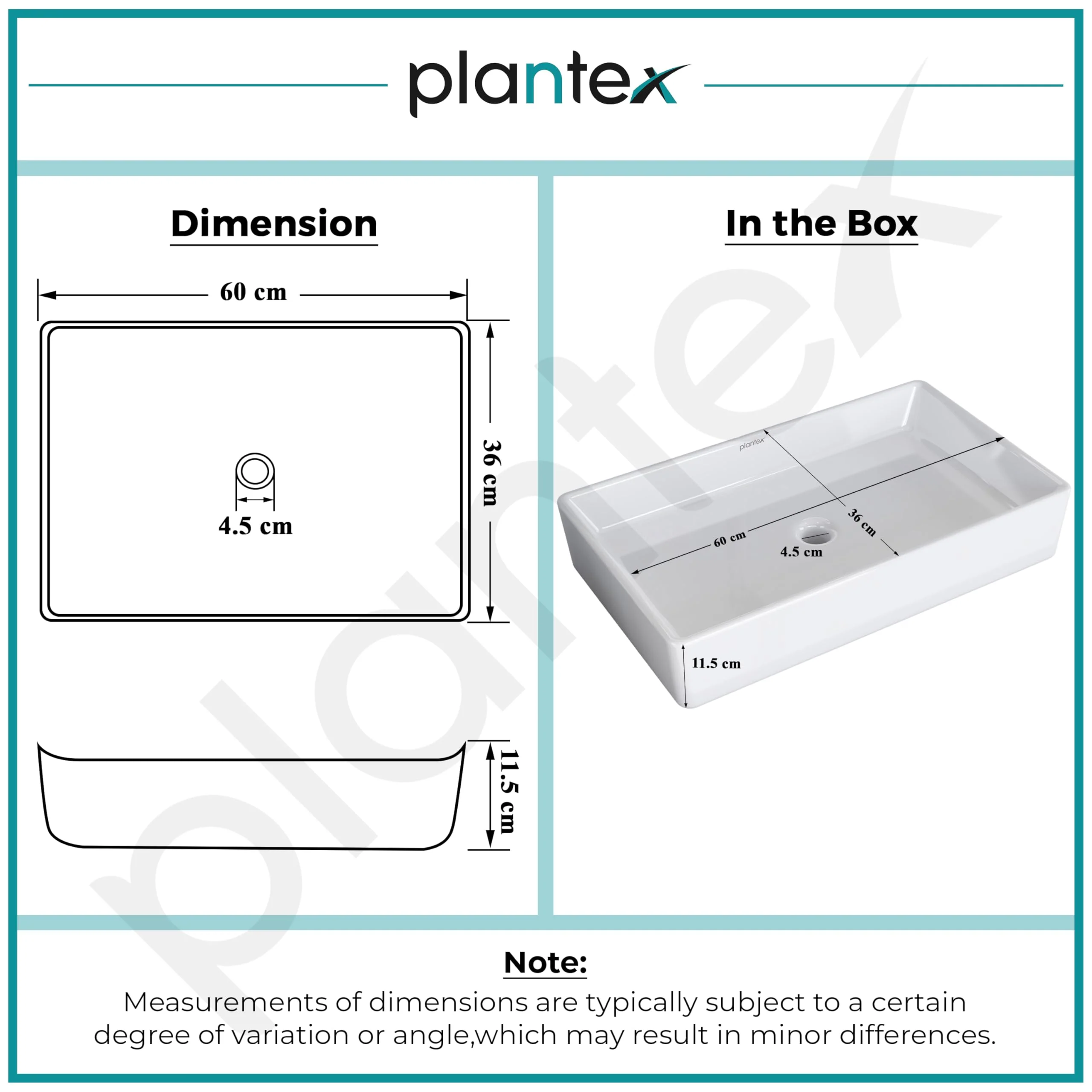Plantex Platinum Tabletop Wash Basin for bathroom/Countertop Ceramic Washbasin/10 Years Glaze Warranty by Plantex (White, 23.5 x 13.5 x 4.5 Inch) - Image 3