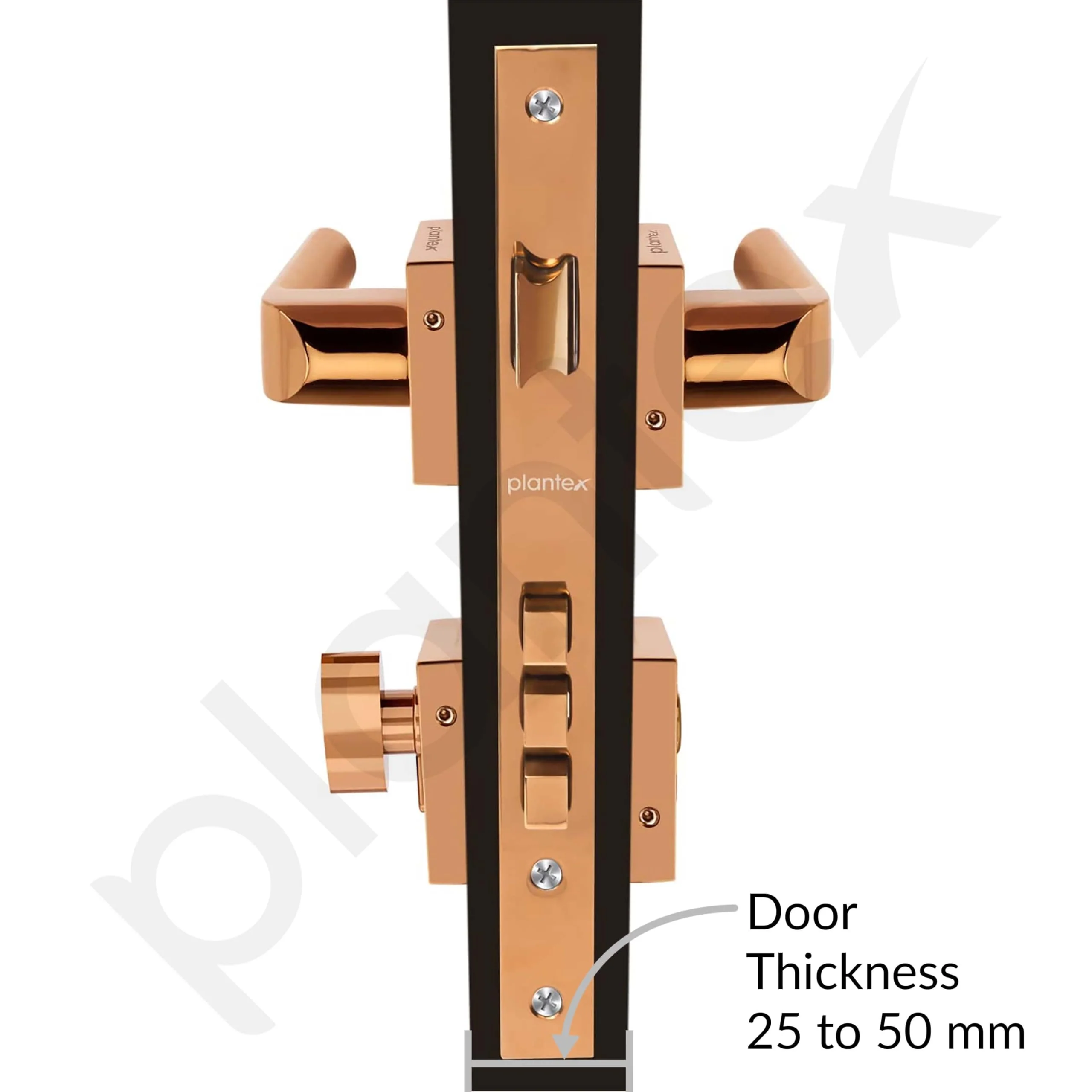 Plantex Polished Brass Heavy Duty Door Lock - Main Door Lock Set with 3 Keys/Mortise Door Lock Knob for Home/Office/Hotel (7110 - Pvd Choco) - Image 5