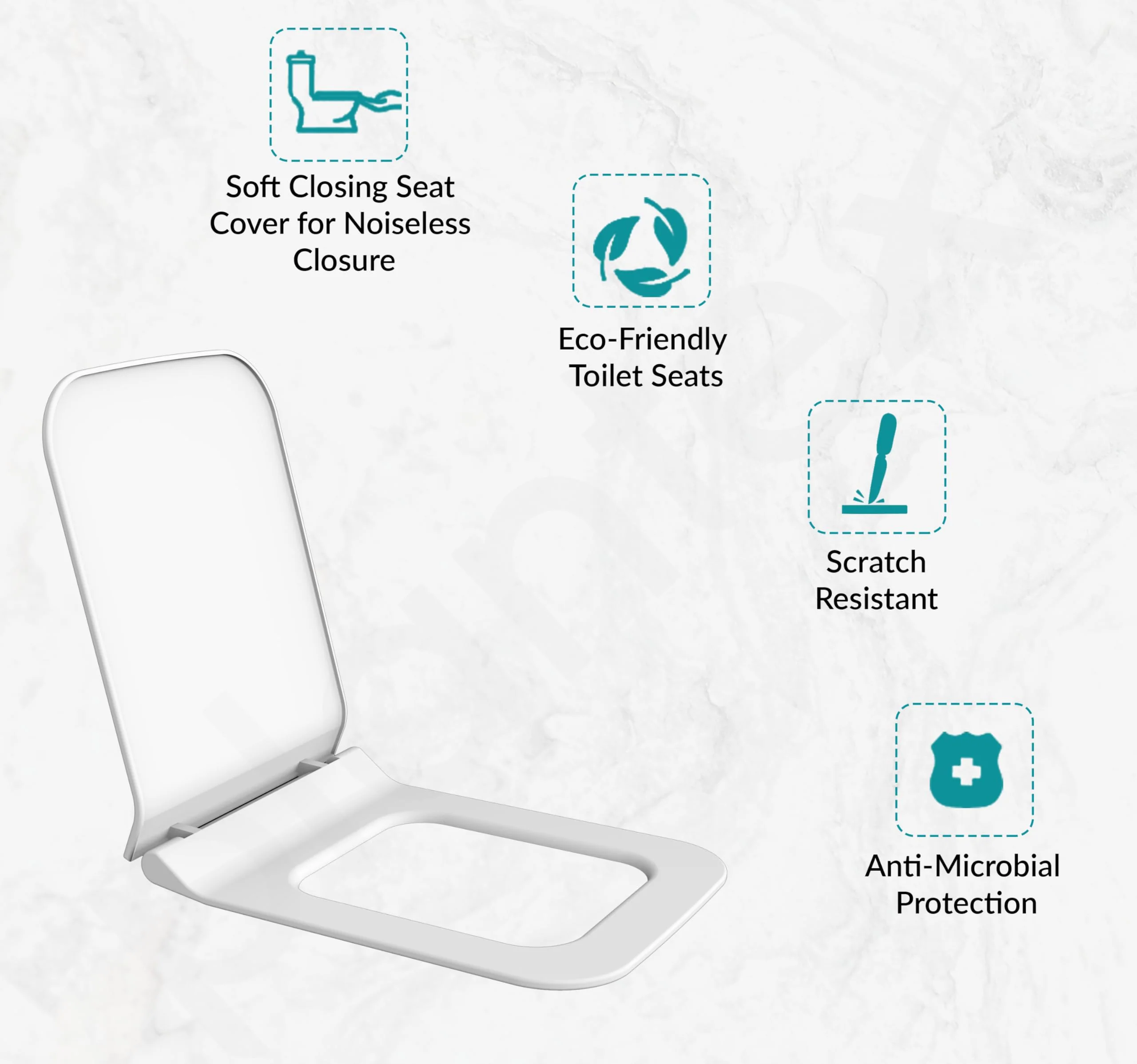 Plantex Polypropylene Toilet Seat/Western Toilet Seats For Bathroom/Soft Closing Toilet Seat/Toilet Seat Cover For Commode - Rectangle Shape (Glossy White) - Image 3