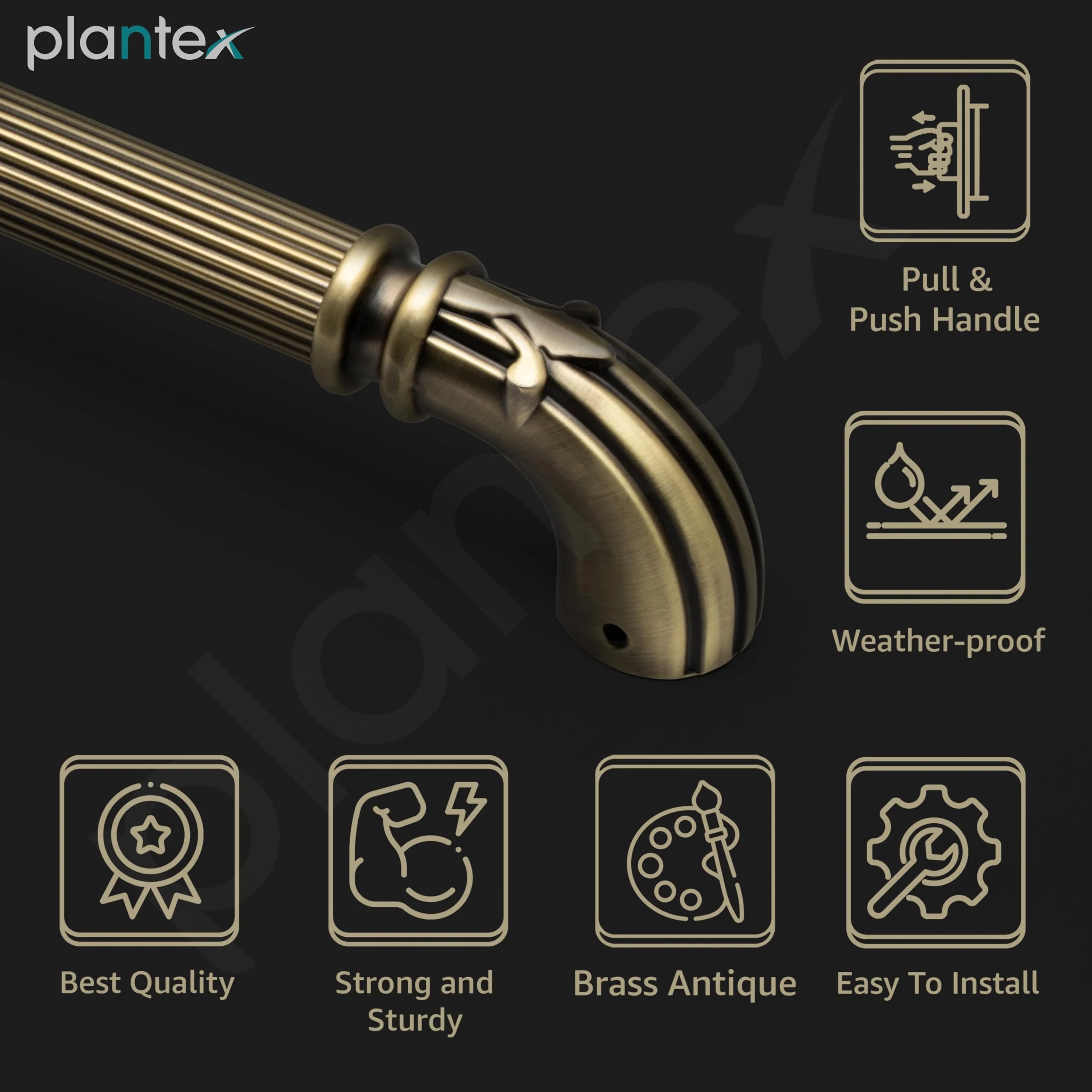 Plantex Premium 13 Inch Main Door Handle - Pull-Push for Home/Office/Hotel - Wooden, S-137-Brass Antique - Pack of 1, 3 Years Warranty - Image 2