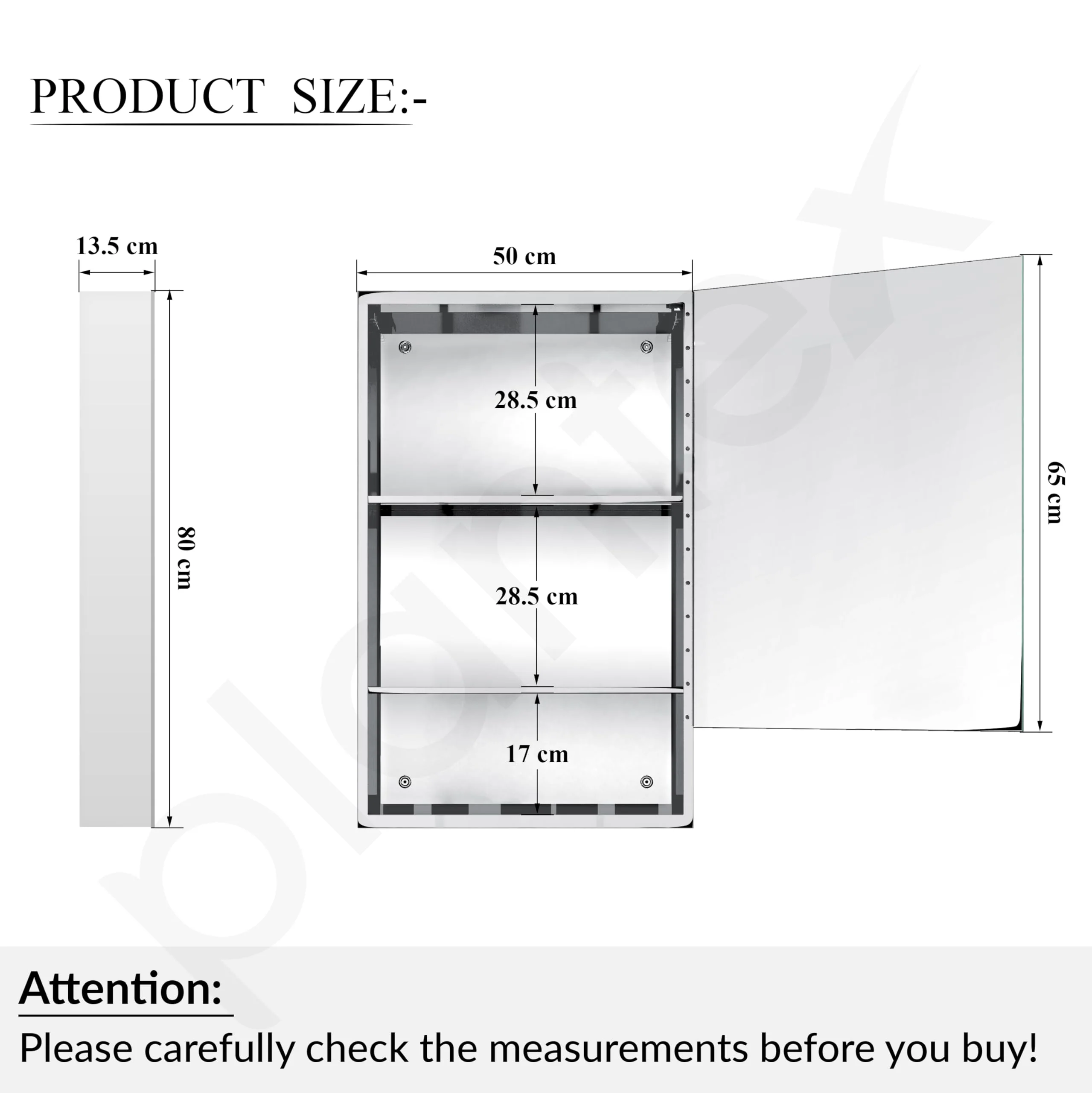 Plantex Premium 304 Stainless Steel Bathroom Mirror Cabinet with Lower Shelf/Bathroom Organiser/Bathroom Mirror with Storage/Bathroom Shelf with Mirror/Bathroom Accessories (20x32 Inch-Chrome) - Image 3