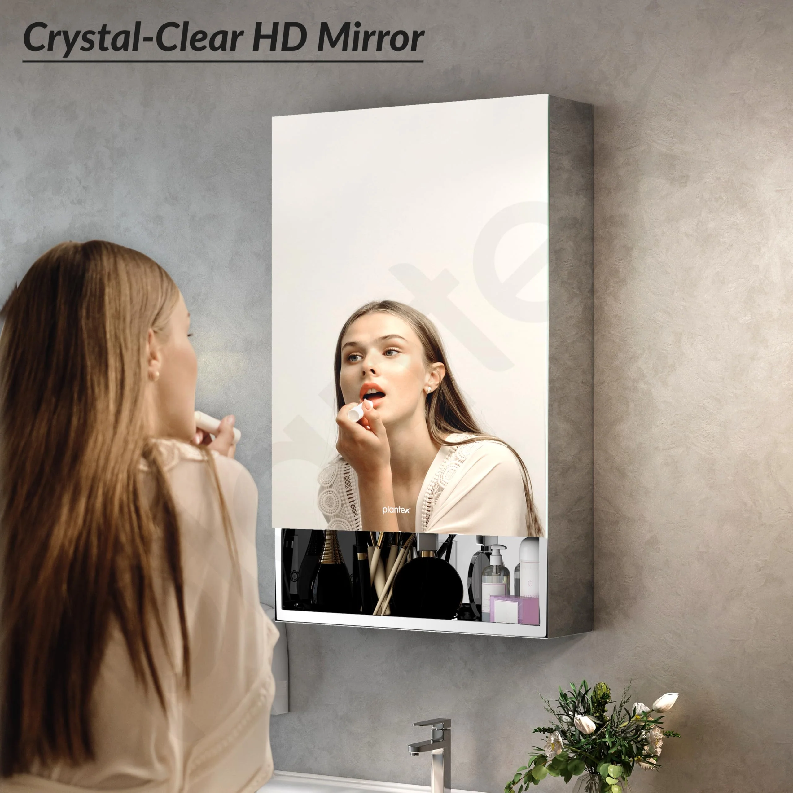 Plantex Premium 304 Stainless Steel Bathroom Mirror Cabinet with Lower Shelf/Bathroom Organiser/Bathroom Mirror with Storage/Bathroom Shelf with Mirror/Bathroom Accessories (20x32 Inch-Chrome) - Image 4