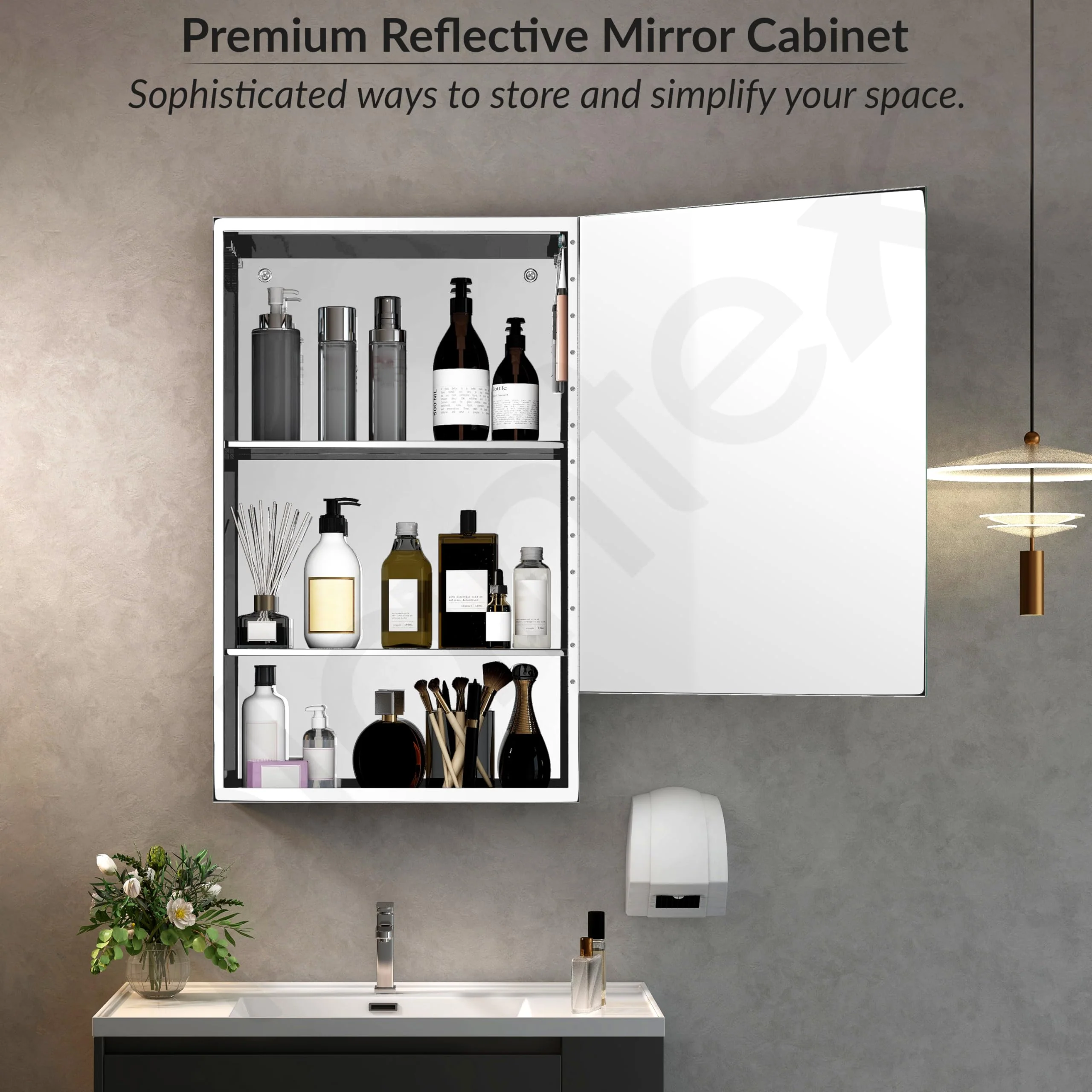 Plantex Premium 304 Stainless Steel Bathroom Mirror Cabinet with Lower Shelf/Bathroom Organiser/Bathroom Mirror with Storage/Bathroom Shelf with Mirror/Bathroom Accessories (20x32 Inch-Chrome) - Image 6