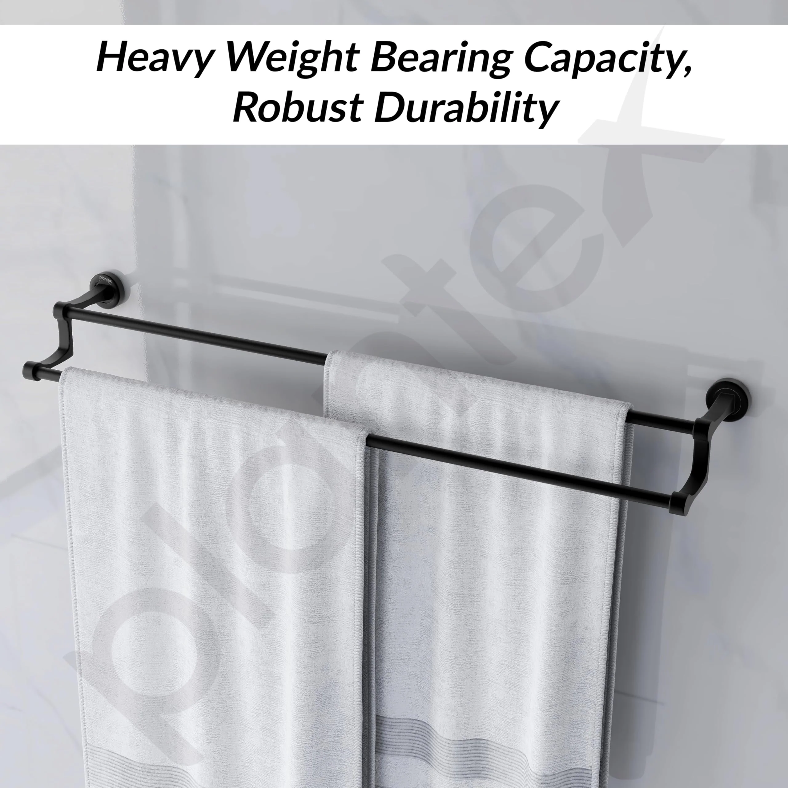 Plantex Premium Aluminium Dual Towel Rod/Bathroom Towel Holder/Towel Hanger/Towel Stand/Bathroom Accessories (24 inch) Black Finish - Image 6