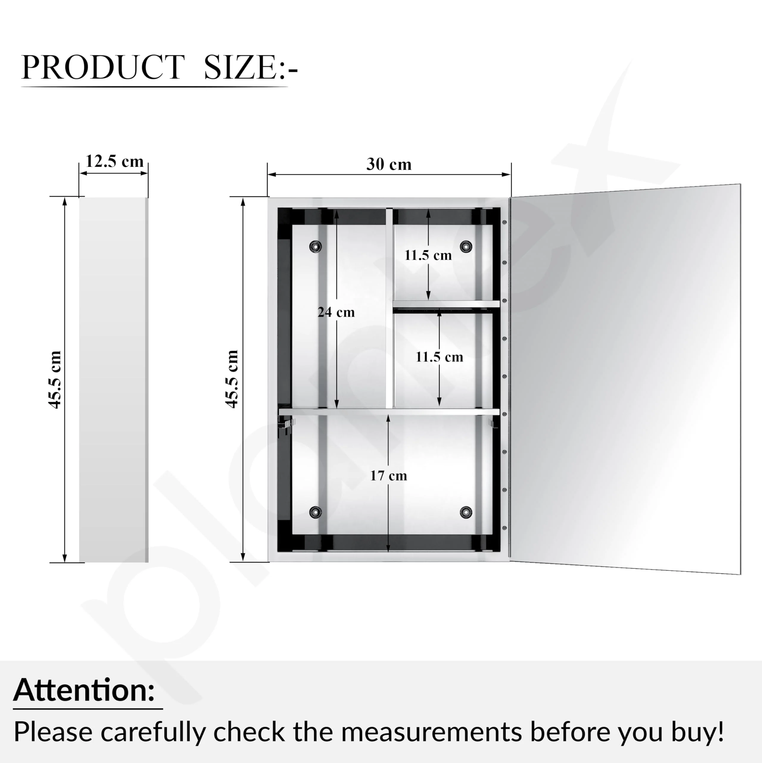 Plantex Premium Bathroom Cabinet with Mirror/ 304 Stainless Steel Bathroom Shelf for Wall with Mirror/Bathroom Organiser with Mirror/Bathroom Accessories (12x18 Inch-Chrome) - Image 3