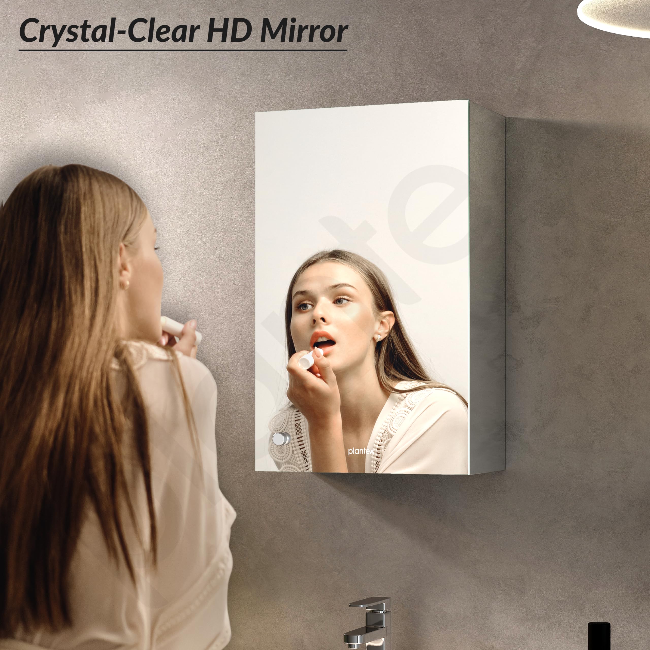 Plantex Premium Bathroom Mirror Cabinet/304 Grade Stainless Steel Mirror Cabinet/Bathroom Shelf for Wall - (14x20 Inch - Chrome) - Image 4