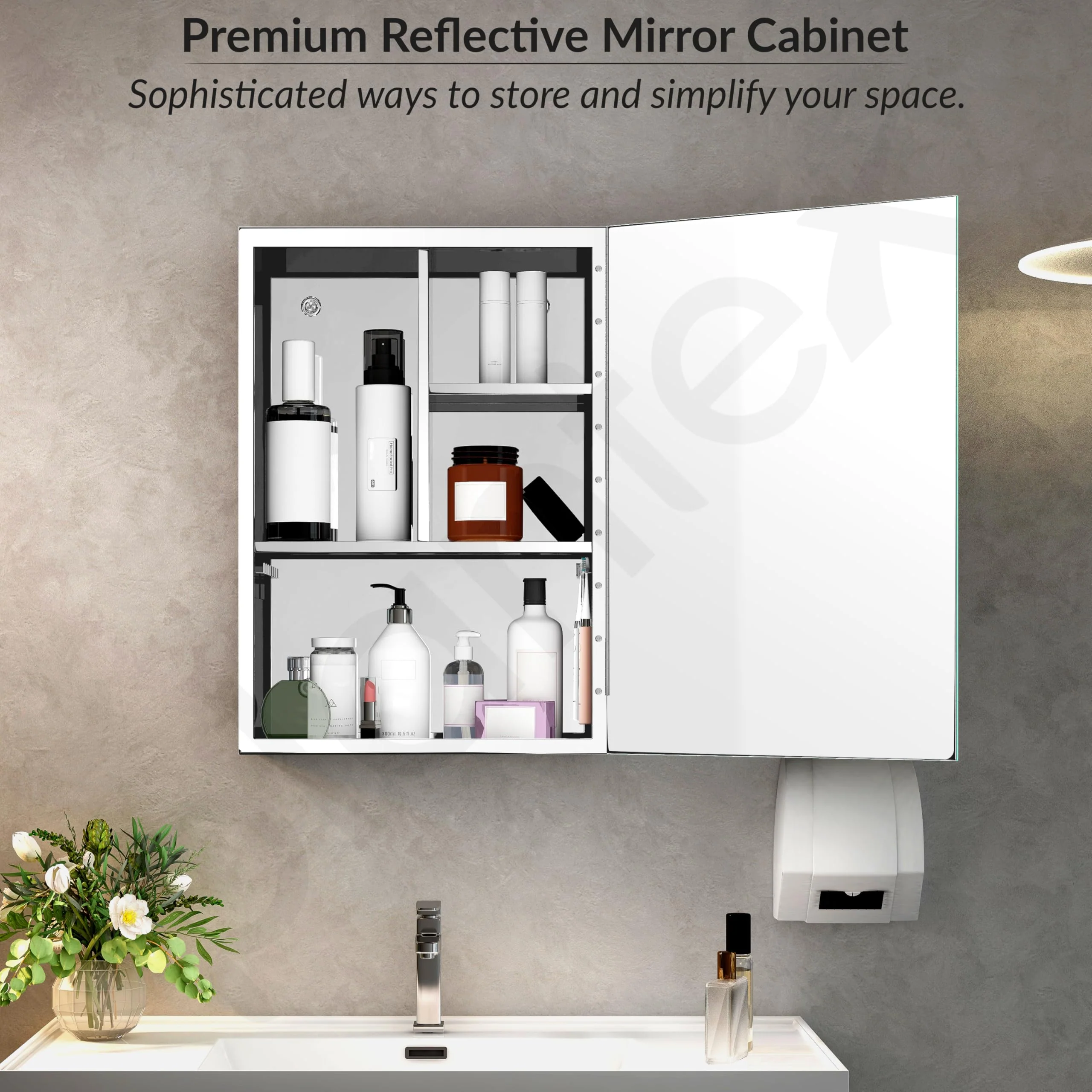 Plantex Premium Bathroom Mirror Cabinet/304 Grade Stainless Steel Mirror Cabinet/Bathroom Shelf for Wall - (14x20 Inch - Chrome) - Image 6