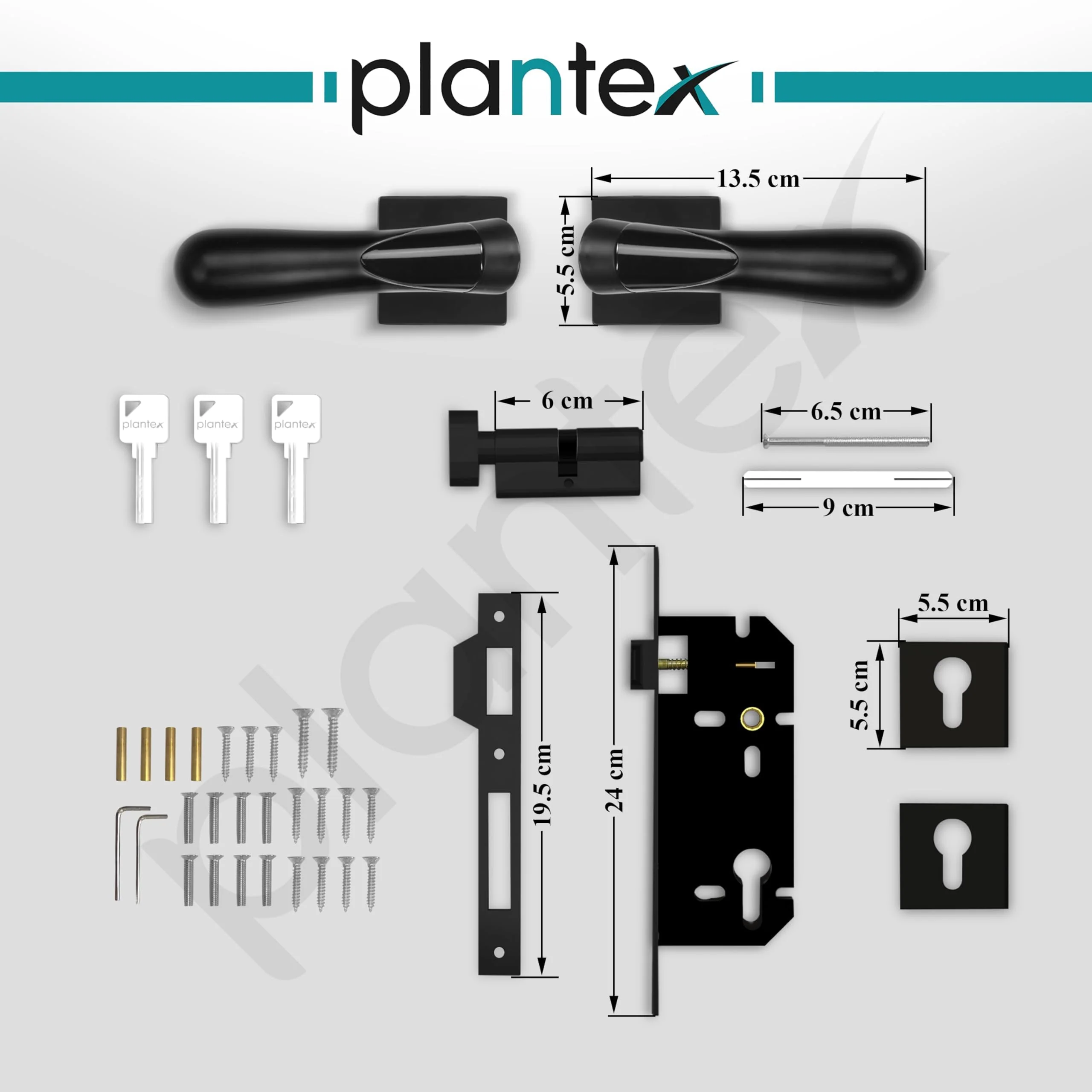Plantex Premium Door Lock with 3 Years of Warranty/Main Door Lock for Home/Mortise Lock for Door - Main Door Lock Set (593 - Black) - Image 3