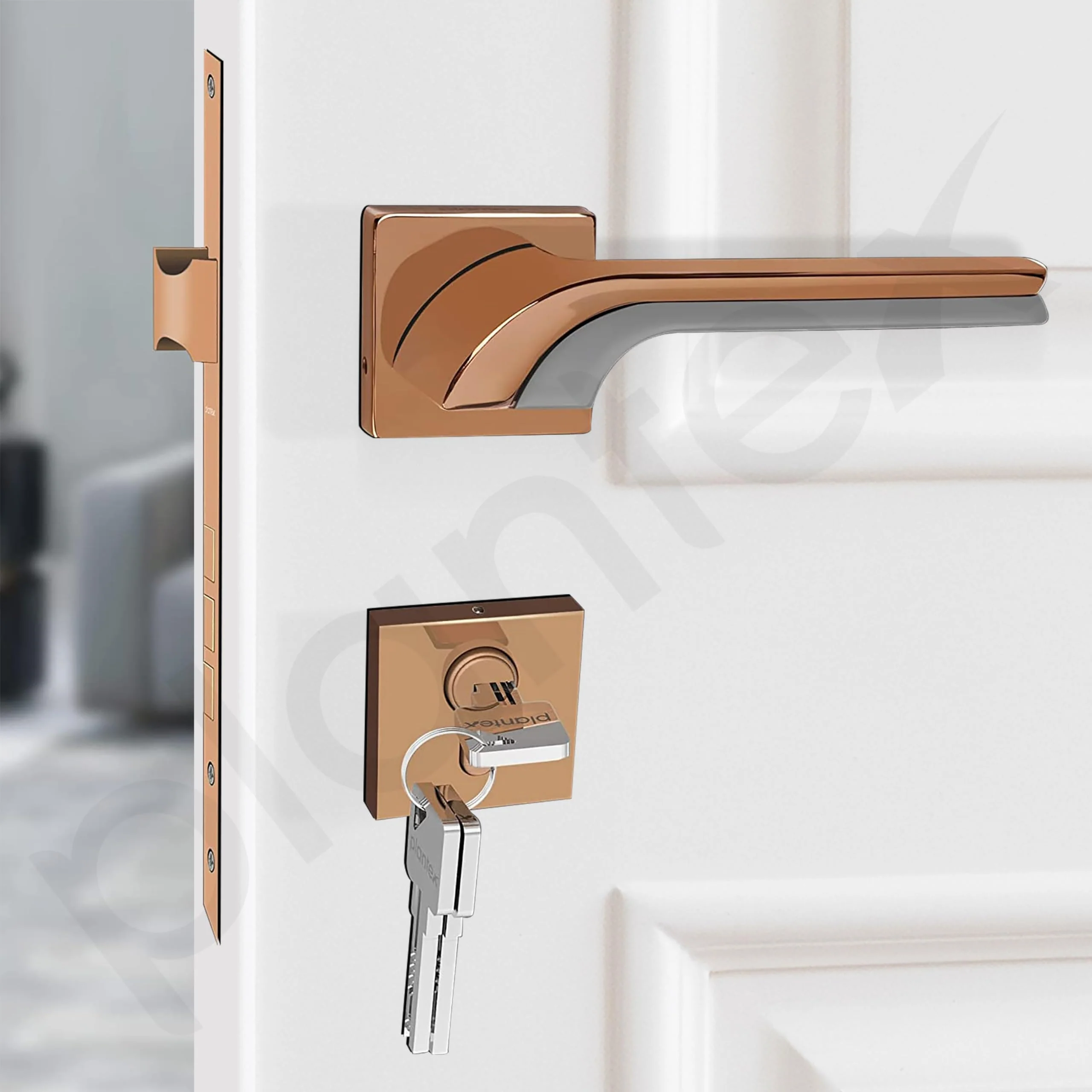 Plantex Premium Door Lock with 3 Years of Warranty/Main Door Lock for Home/Mortise Lock for Door - Main Door Lock Set (7094 - Pvd Choco & Satin Black Matt) - Image 7
