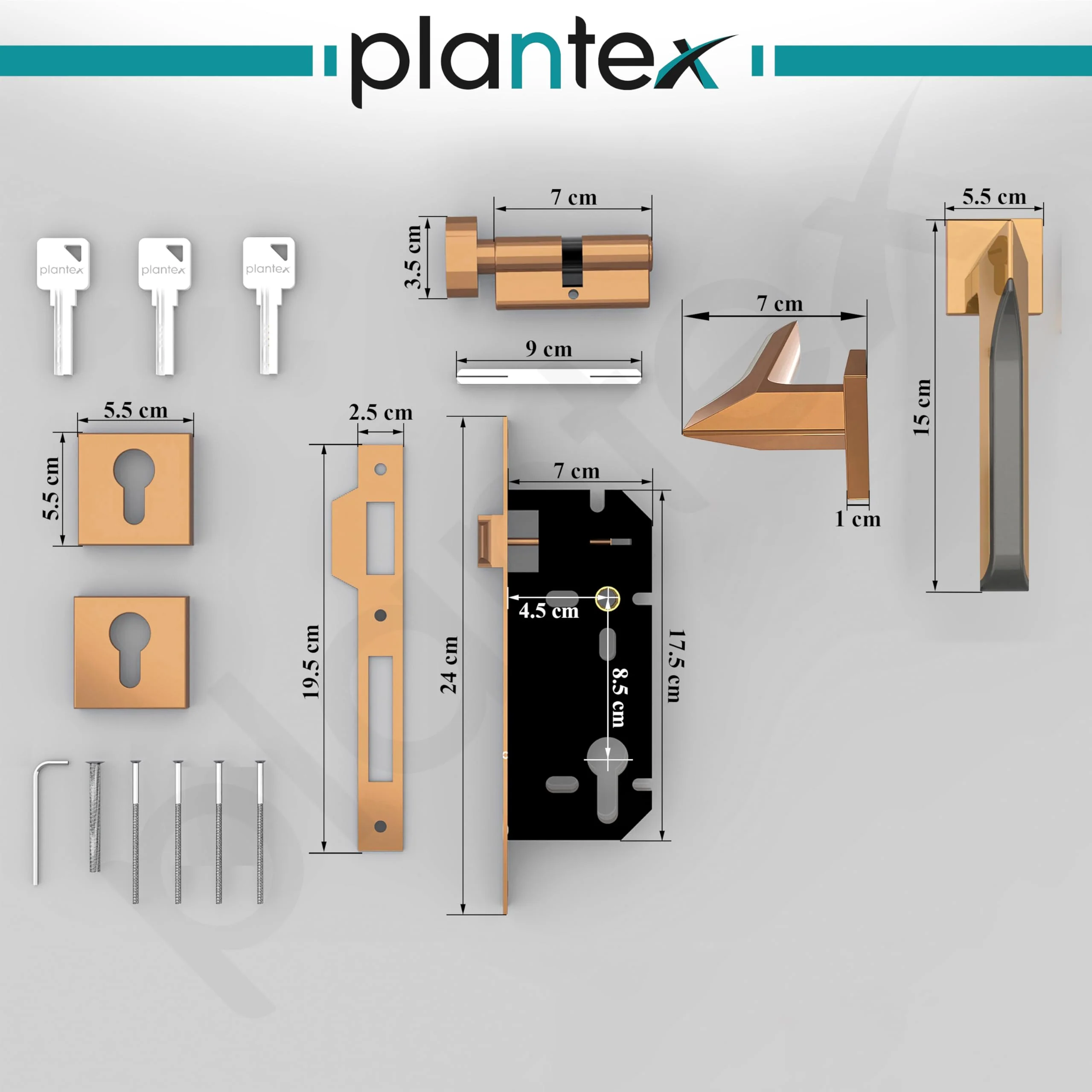Plantex Premium Door Lock with 3 Years of Warranty/Main Door Lock for Home/Mortise Lock for Door - Main Door Lock Set(7082 PVD Choco & Satin Black Matt) - Image 3