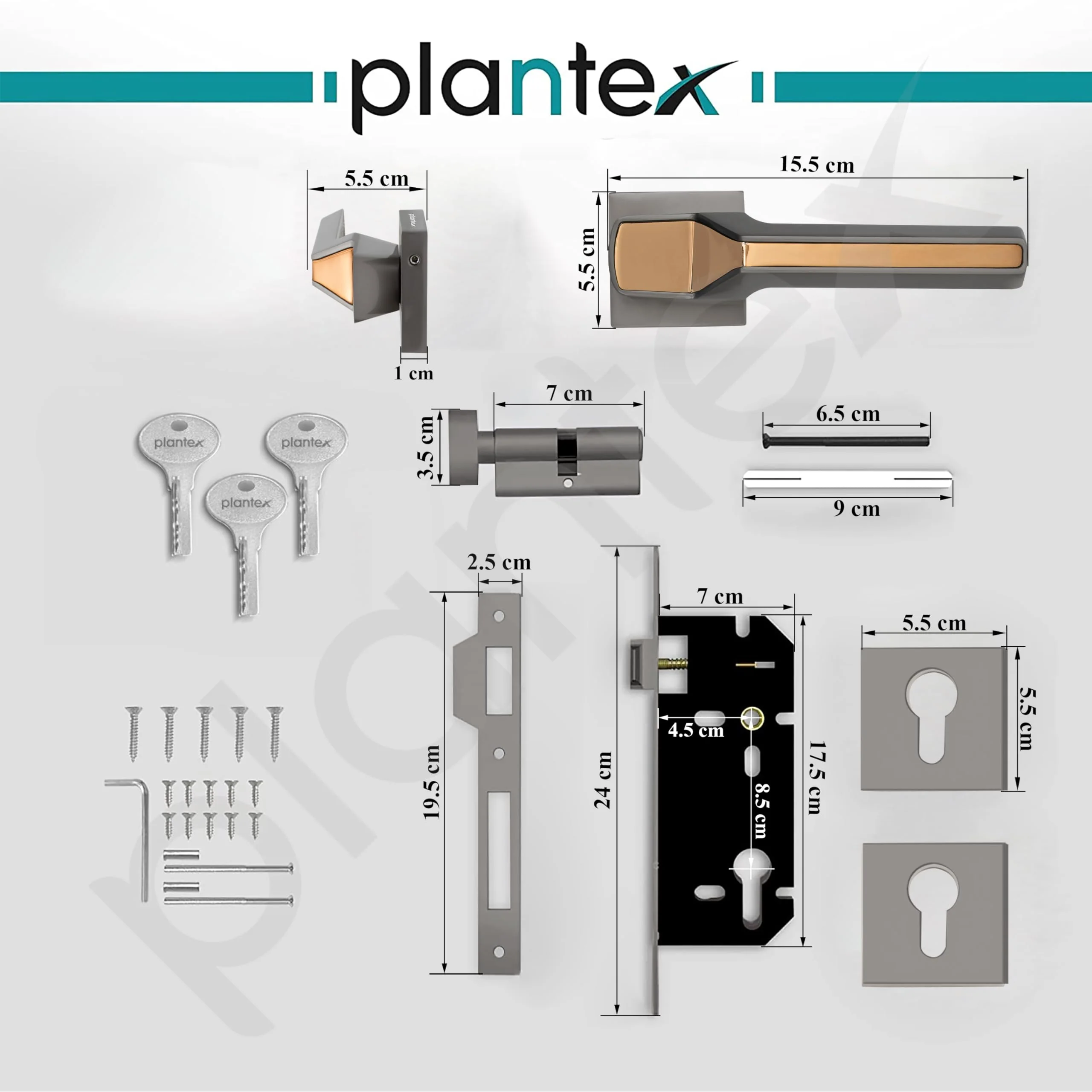 Plantex Premium Door Lock with 3 Years of Warranty/Main Door Lock for Home/Mortise Locks for Doors (PT-008- Rose Gold and Satin Black) - Image 3