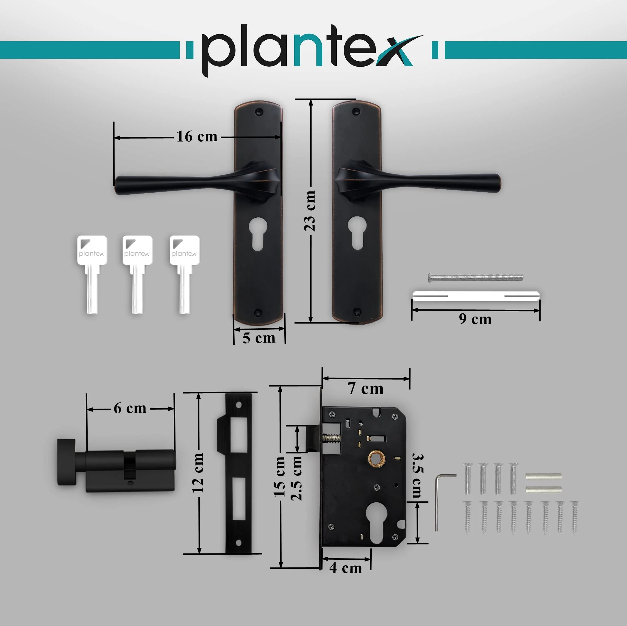 Plantex Premium Door Lock with/Main Door Lock for Home/6-Lever Lock Mechanism with 3 Years of Warranty/Mortise Lock for Door - Main Door Lock Set (DTM-592 - Copper Antique Finish) - Image 6