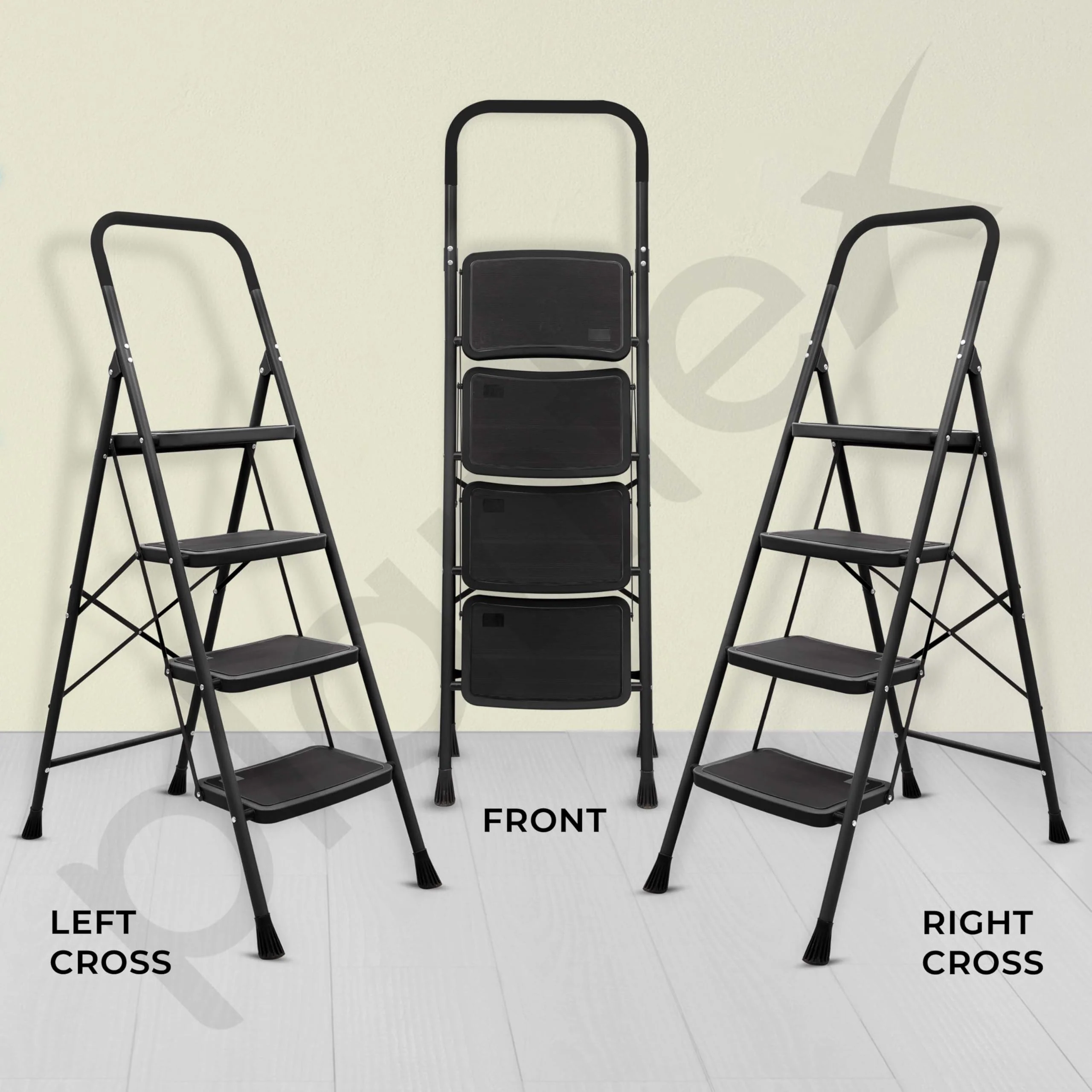 Plantex Premium Foldable Ladder for Home Use – Durable Alloy Steel ladder/4-Step Ladder for Safe and Easy Access (Black & Grey) - Image 2