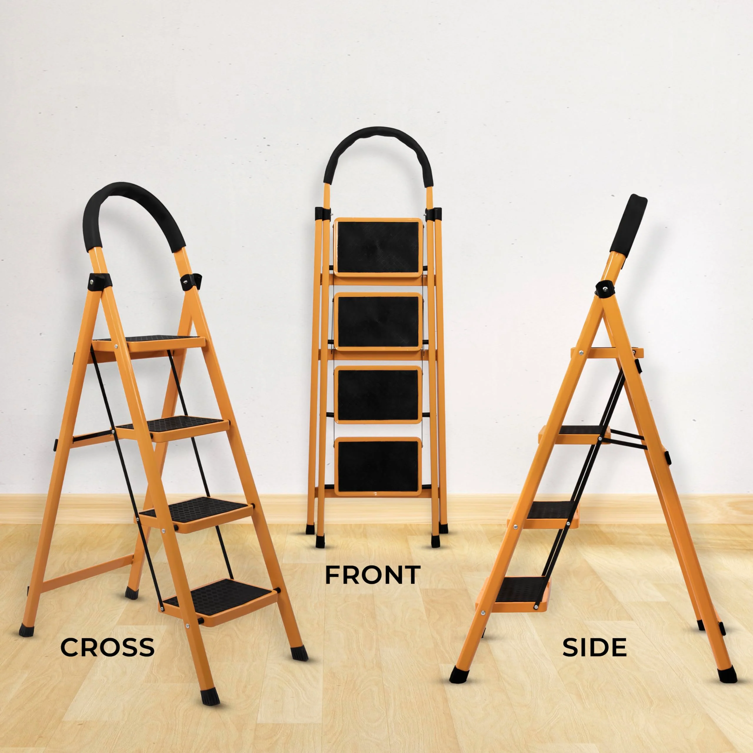 Plantex Premium GI 4-Step Steel Ladder for Home - Wide Anti Skid Step Ladder - 150 kg Capacity (Yellow) - Image 5