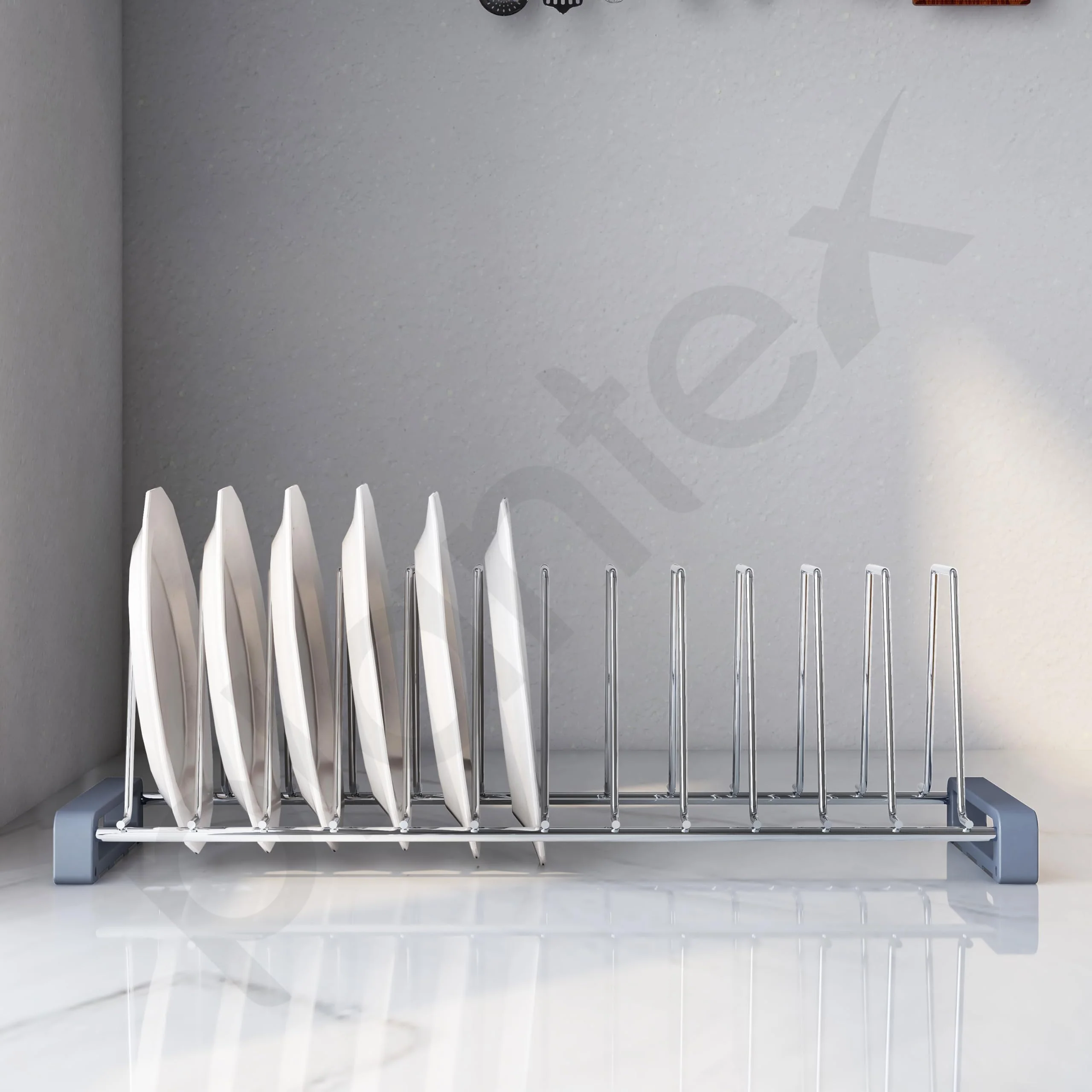 Plantex Premium-Grade Stainless Steel Plate Stand for Kitchen/10 SlotPlate Oraganizer for Kitchen Cabinet/Dish Rack Stand with Anti-Scratch Base(Size-6Inches, Slot- 10, Pack of 1) - Image 5