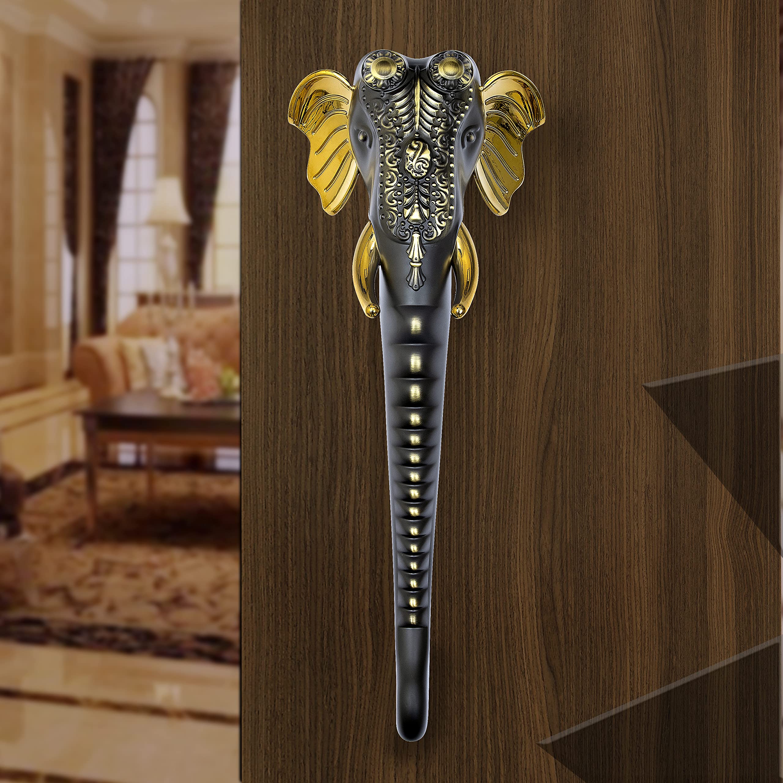 Plantex Premium Main Door Handle/17- inches Door Handle for Main Door/Pull Push Handle/Door and Home Decore Ganesh Shape Design/3 Years Warranty Pack of 1 (677- Brass Antique Finish) - Image 4
