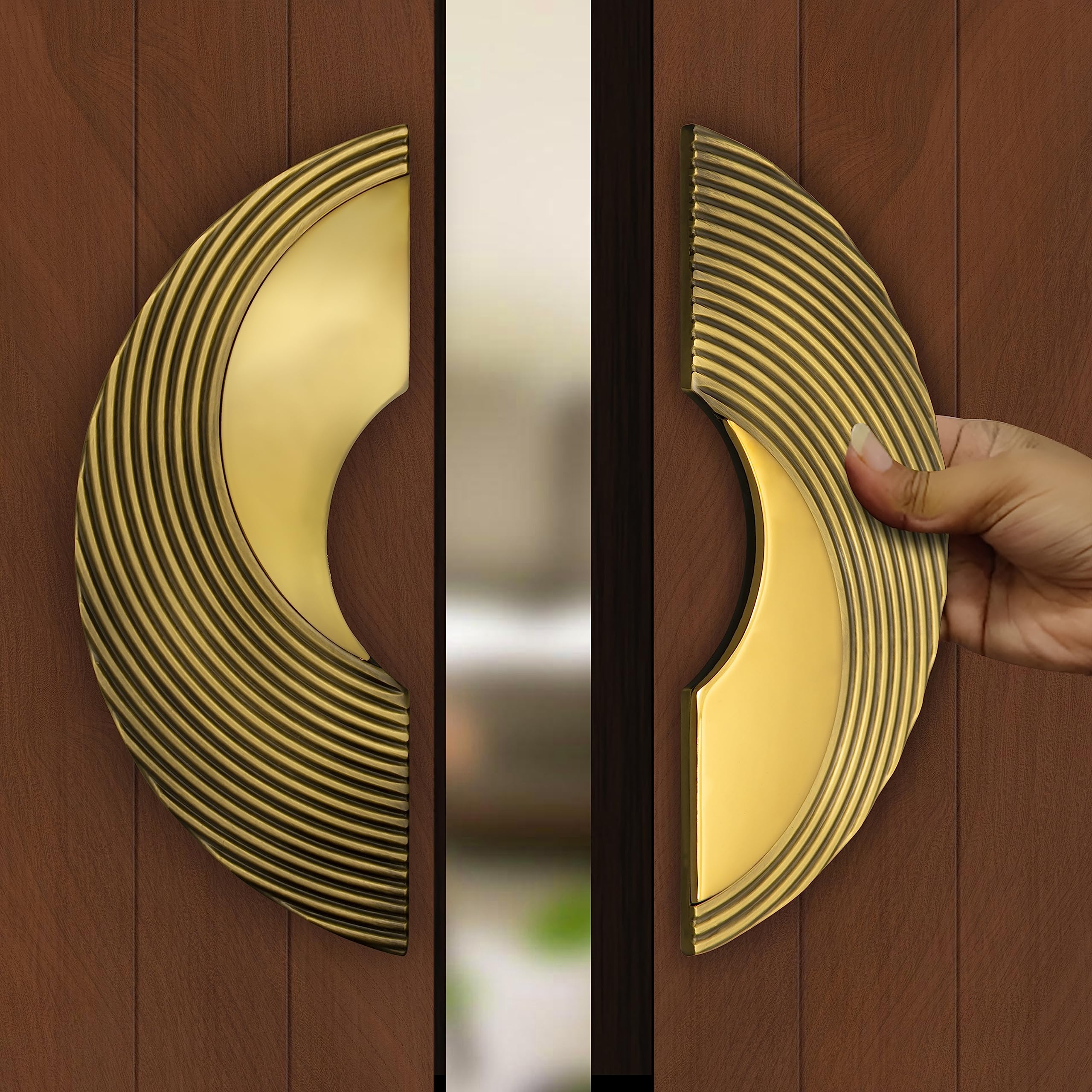 Plantex Premium Main Door Handle/8-Inches Round Shape Door Pull Handle For Main Door/Pull Push Antique Door Handle For Home/Office/Hotel-Pack Of 1(277- Brass Antique And Pvd Gold)-3 Years Warranty - Image 2