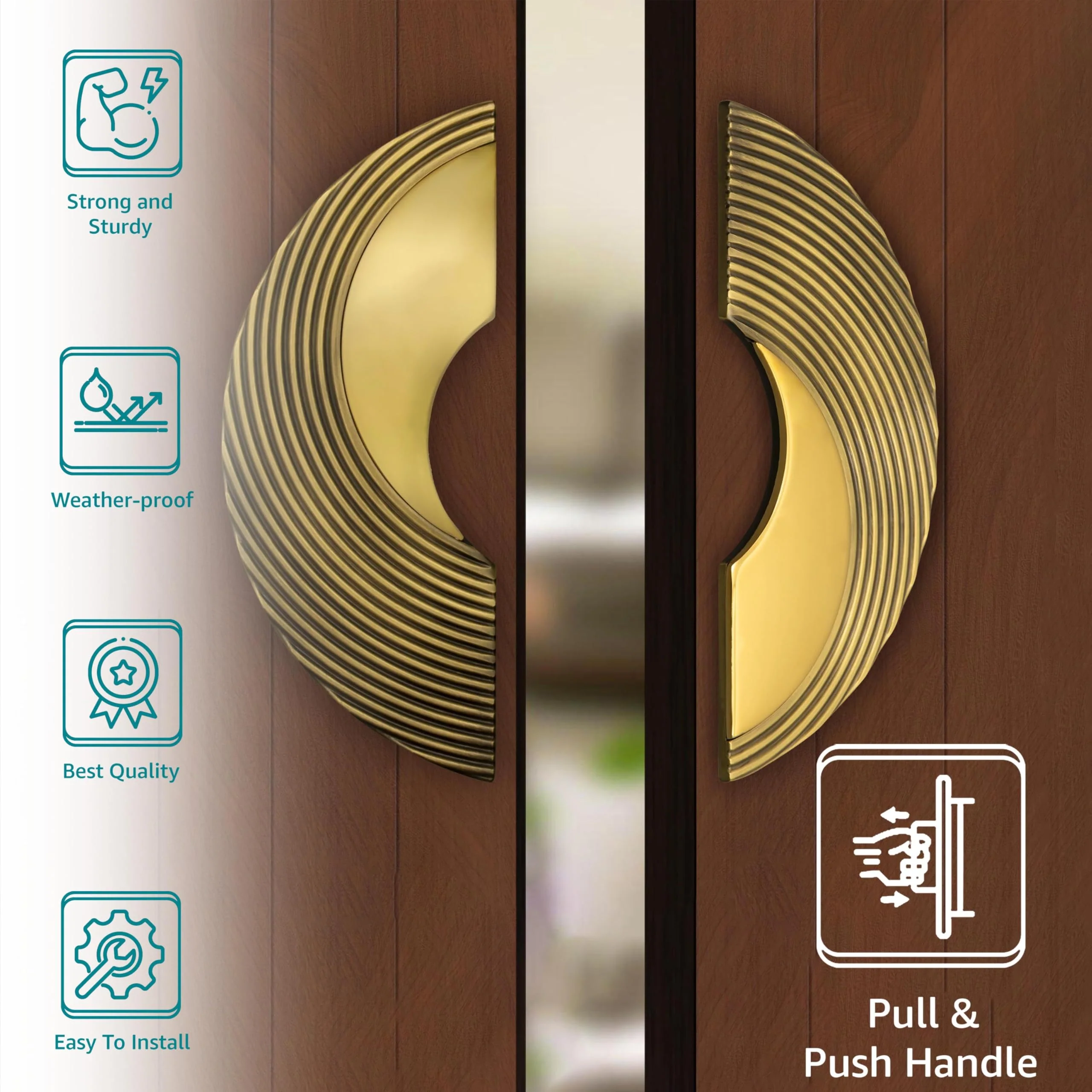 Plantex Premium Main Door Handle/8-Inches Round Shape Door Pull Handle For Main Door/Pull Push Antique Door Handle For Home/Office/Hotel-Pack Of 1(277- Brass Antique And Pvd Gold)-3 Years Warranty - Image 4