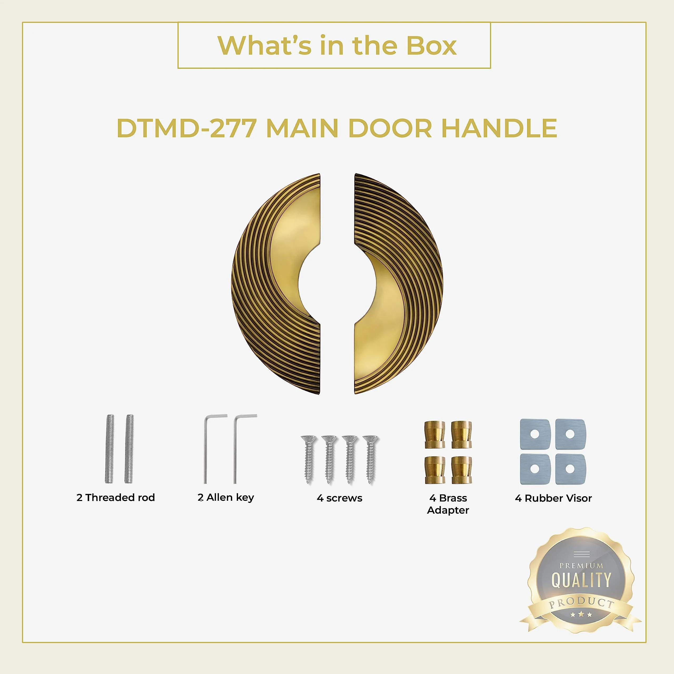 Plantex Premium Main Door Handle/8-Inches Round Shape Door Pull Handle For Main Door/Pull Push Antique Door Handle For Home/Office/Hotel-Pack Of 1(277- Brass Antique And Pvd Gold)-3 Years Warranty - Image 6