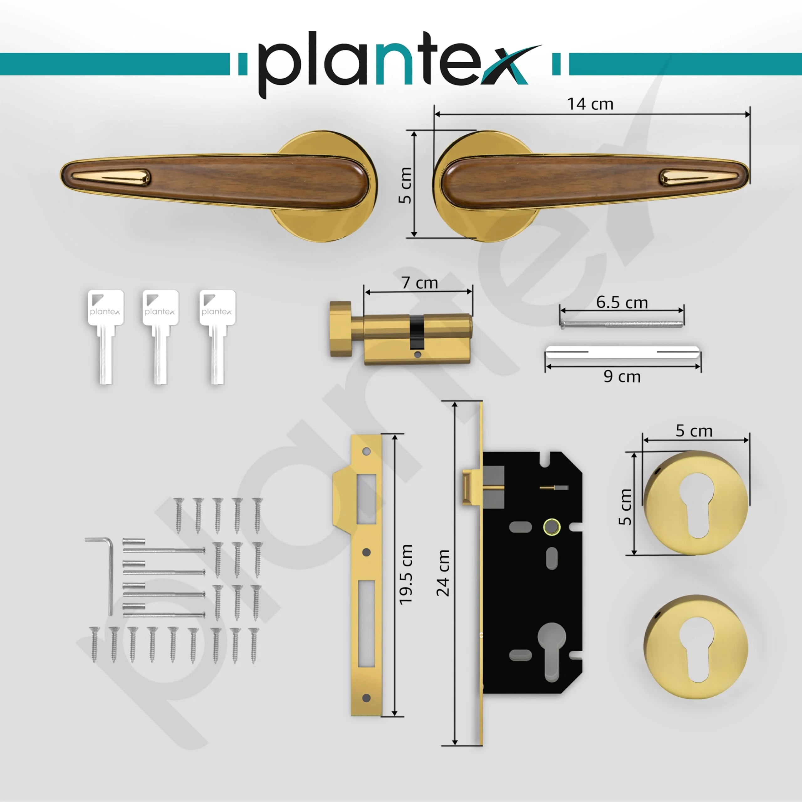 Plantex Premium Main Door Lock with 3 Years Warranty - Mortise Lock Set for Home (PVD Gold & Wood Finish) - Image 4