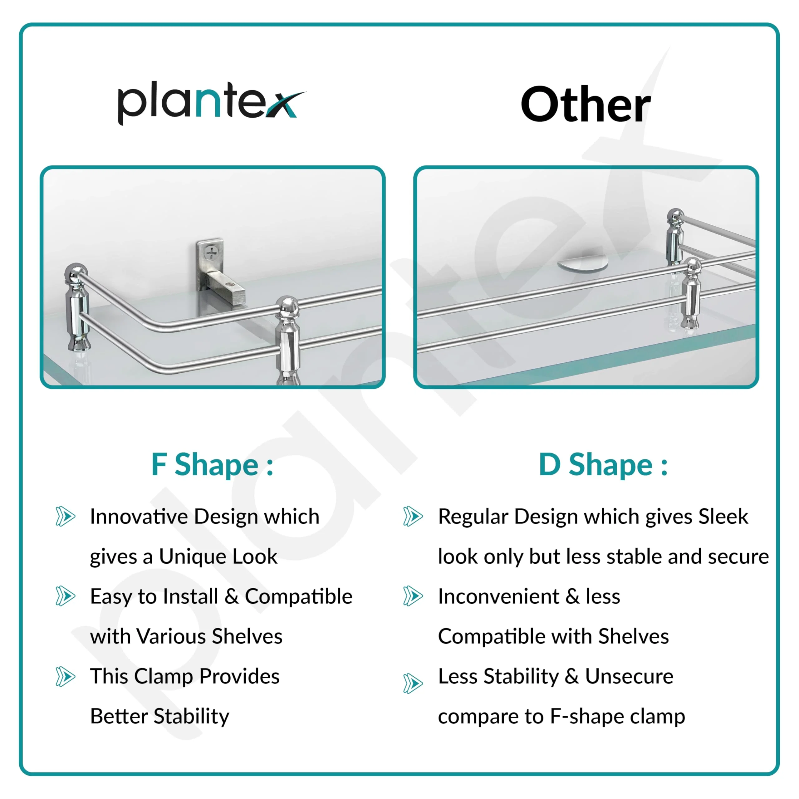 Plantex Premium Transparent Glass Shelf for Living Room/Kitchen/Bathroom Glass Shelf/Bathroom Accessories Set/Kitchen Organizer - (Polished 12x6 -Pack of 1) - Image 4