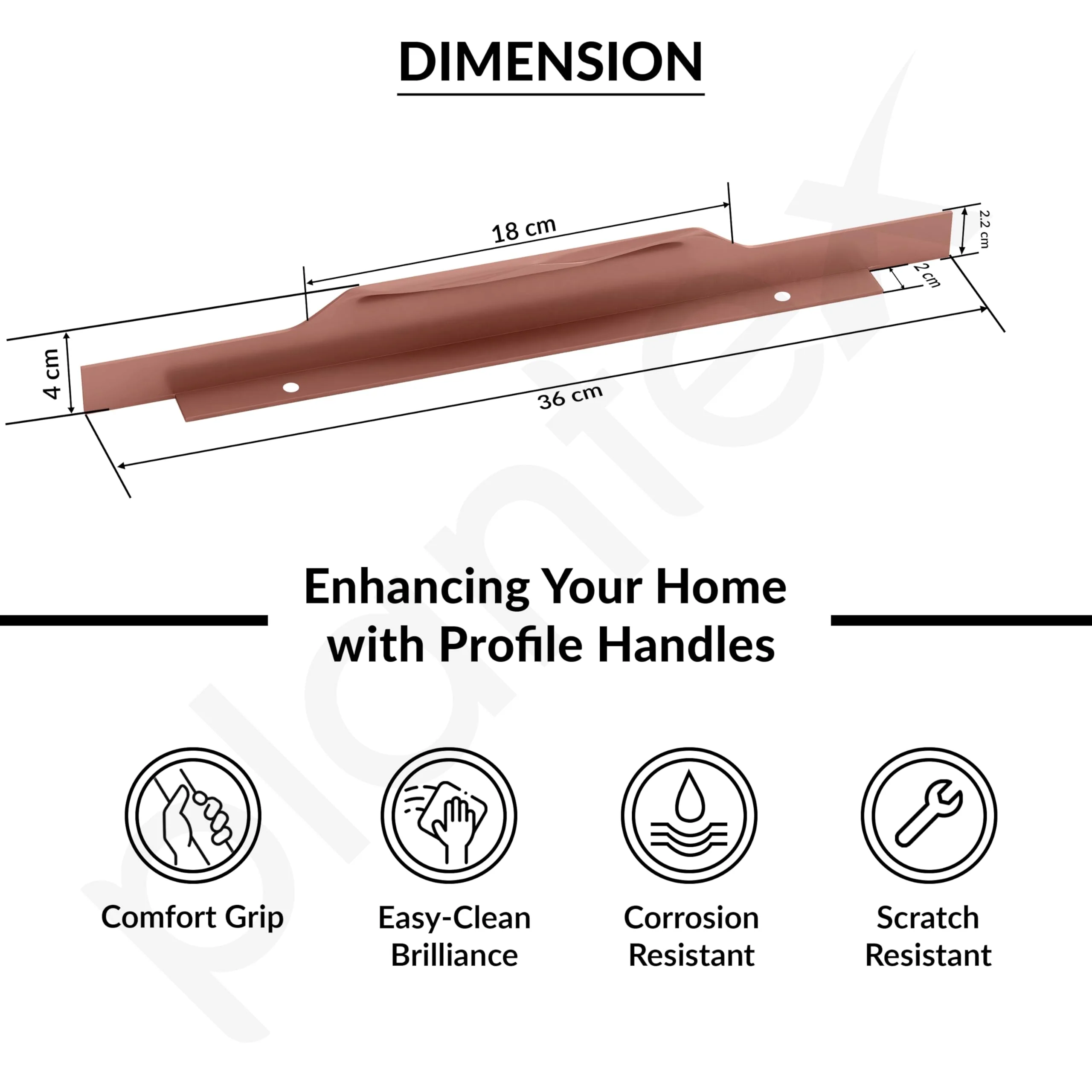 Plantex Profile Handle for Kitchen Cabinet/14 Inch Alluminium Drawer Profile Handle/Wardrobe Pull Handle for Home/Office/Hotel - Pack of 1 (Rose Gold) - Image 3