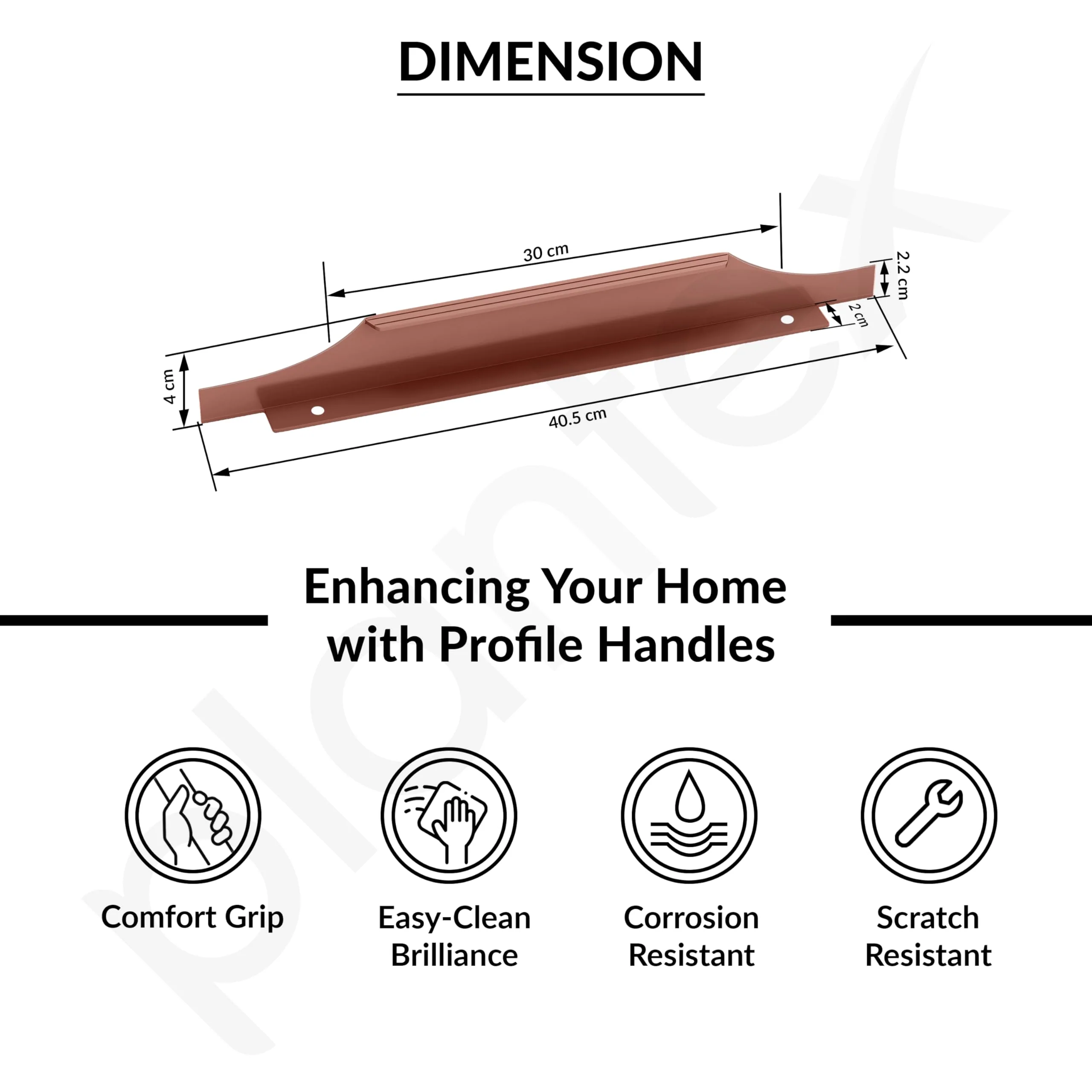 Plantex Profile Handle for Kitchen Cabinet/16 Inch Alluminium Drawer Profile Handle/Wardrobe Pull Handle for Home/Office/Hotel - Pack of 1 (Rose Gold) - Image 3
