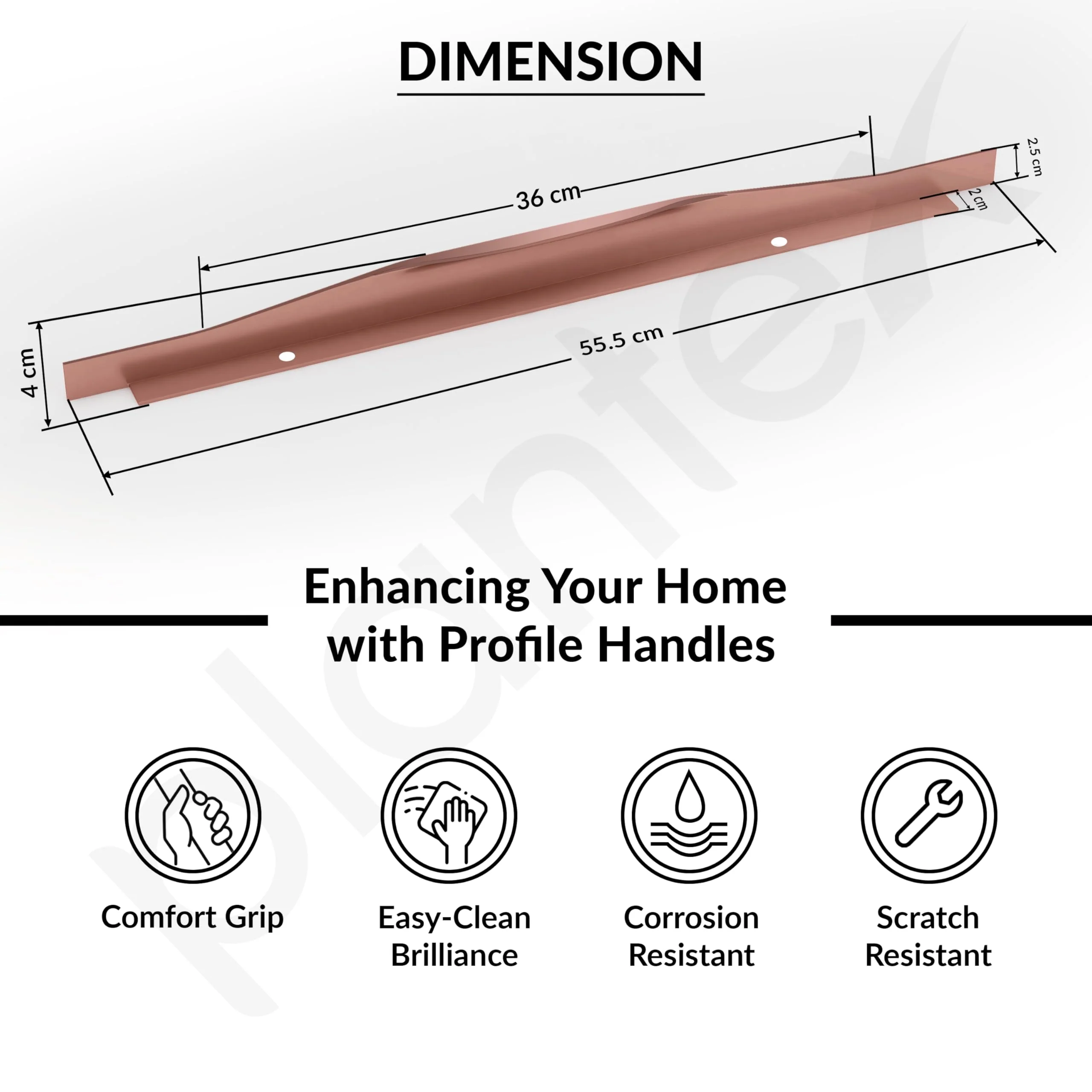 Plantex Profile Handle for Kitchen Cabinet/22 Inch Alluminium Drawer Profile Handle/Wardrobe Pull Handle for Home/Office/Hotel - Pack of 1 (Rose Gold) - Image 3
