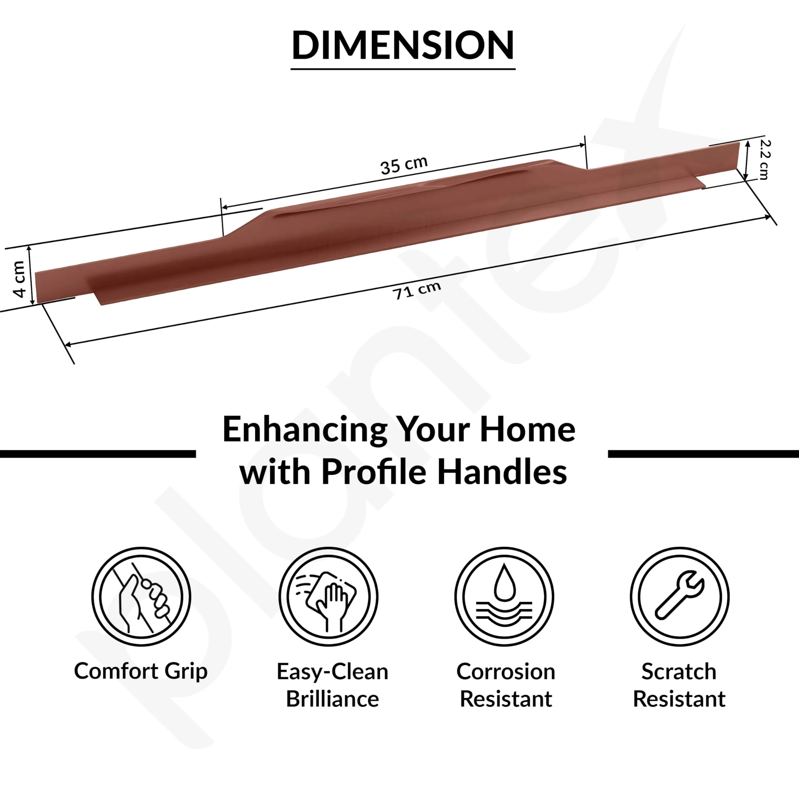 Plantex Profile Handle for Kitchen Cabinet/28 Inch Alluminium Drawer Profile Handle/Wardrobe Pull Handle for Home/Office/Hotel - Pack of 1 (Rose Gold) - Image 3