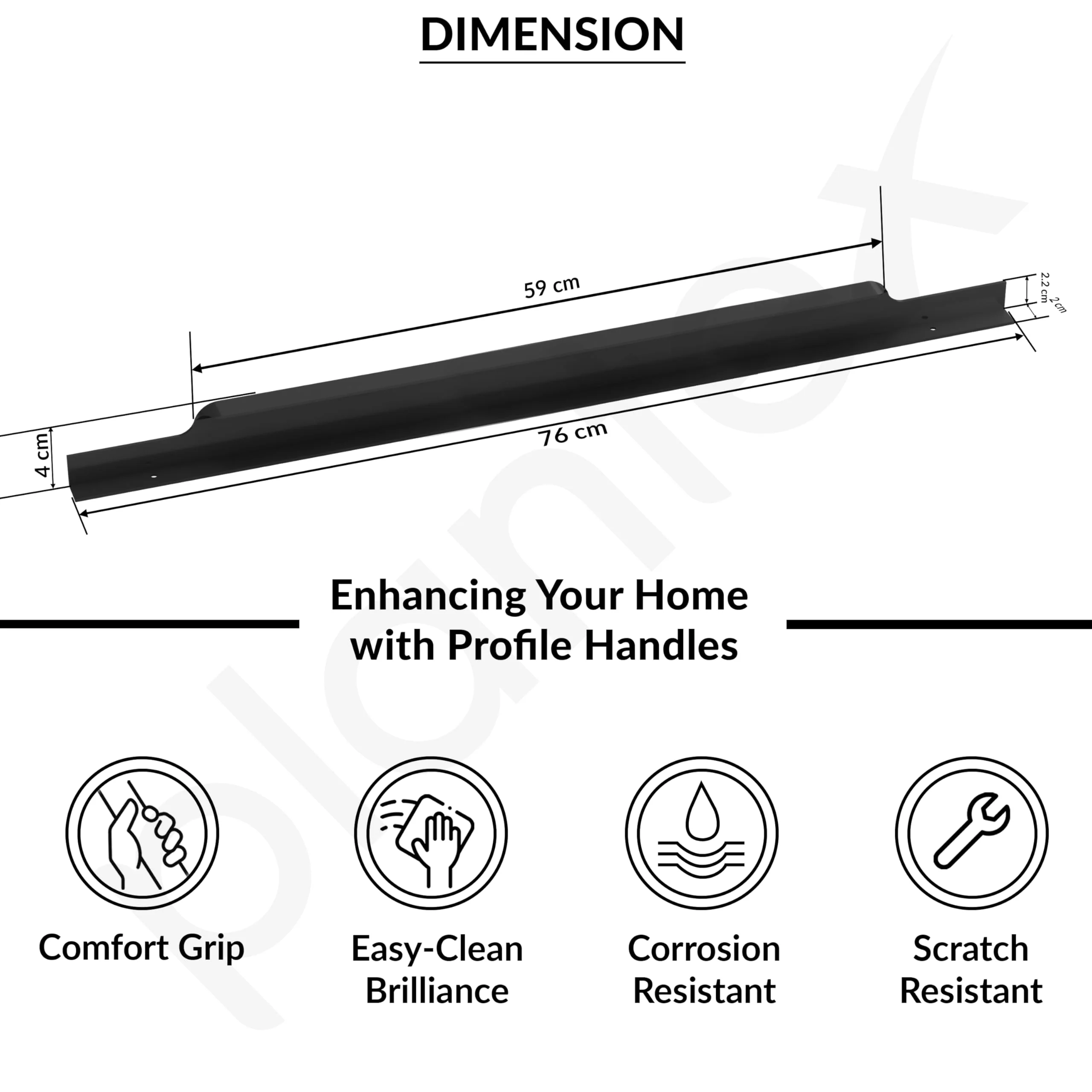 Plantex Profile Handle for Kitchen Cabinet/30 Inch Alluminium Drawer Profile Handle/Wardrobe Pull Handle for Home/Office/Hotel - Pack of 2 (Black) - Image 3