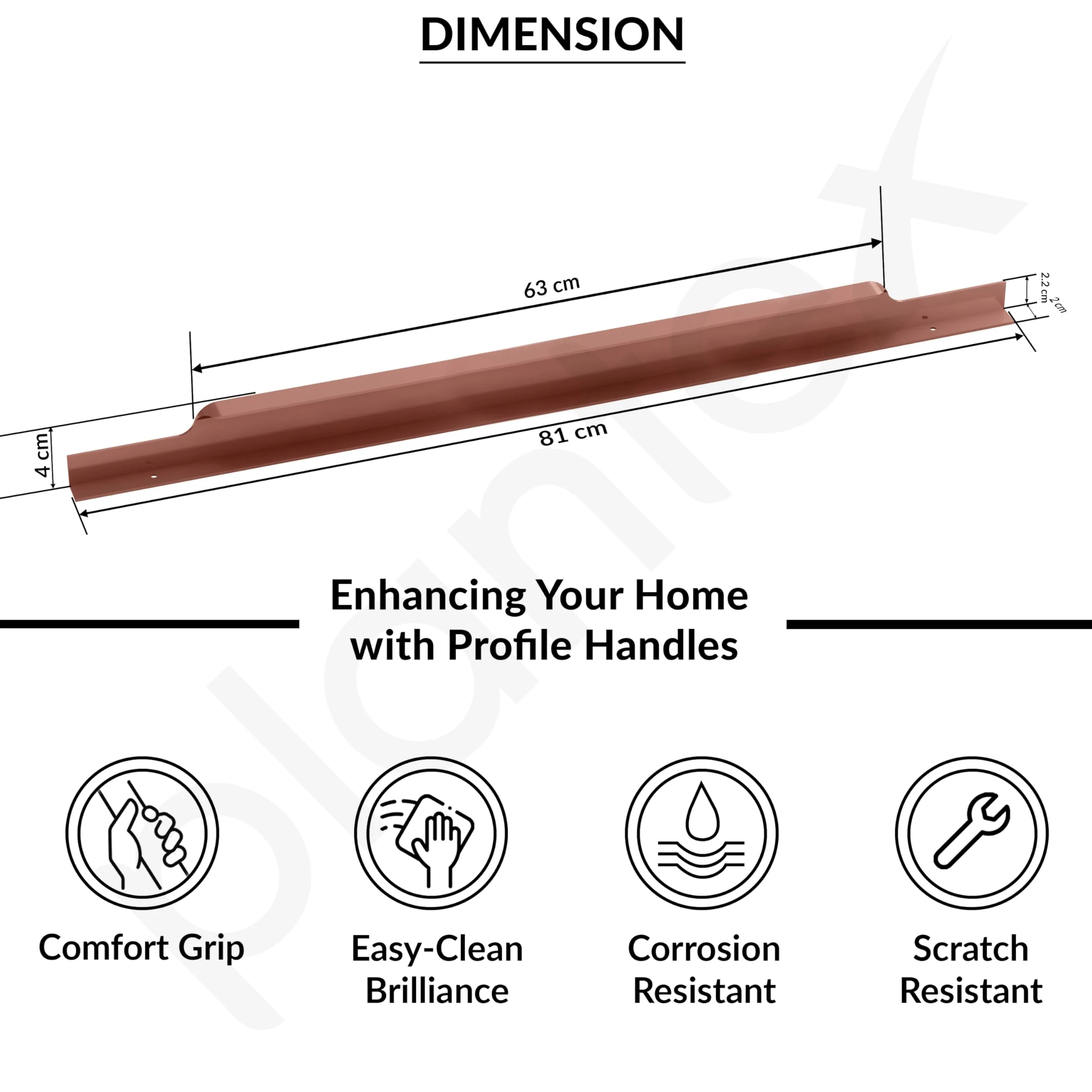 Plantex Profile Handle for Kitchen Cabinet/32 Inch Alluminium Drawer Profile Handle/Wardrobe Pull Handle for Home/Office/Hotel - Pack of 1 (Rose Gold) - Image 3