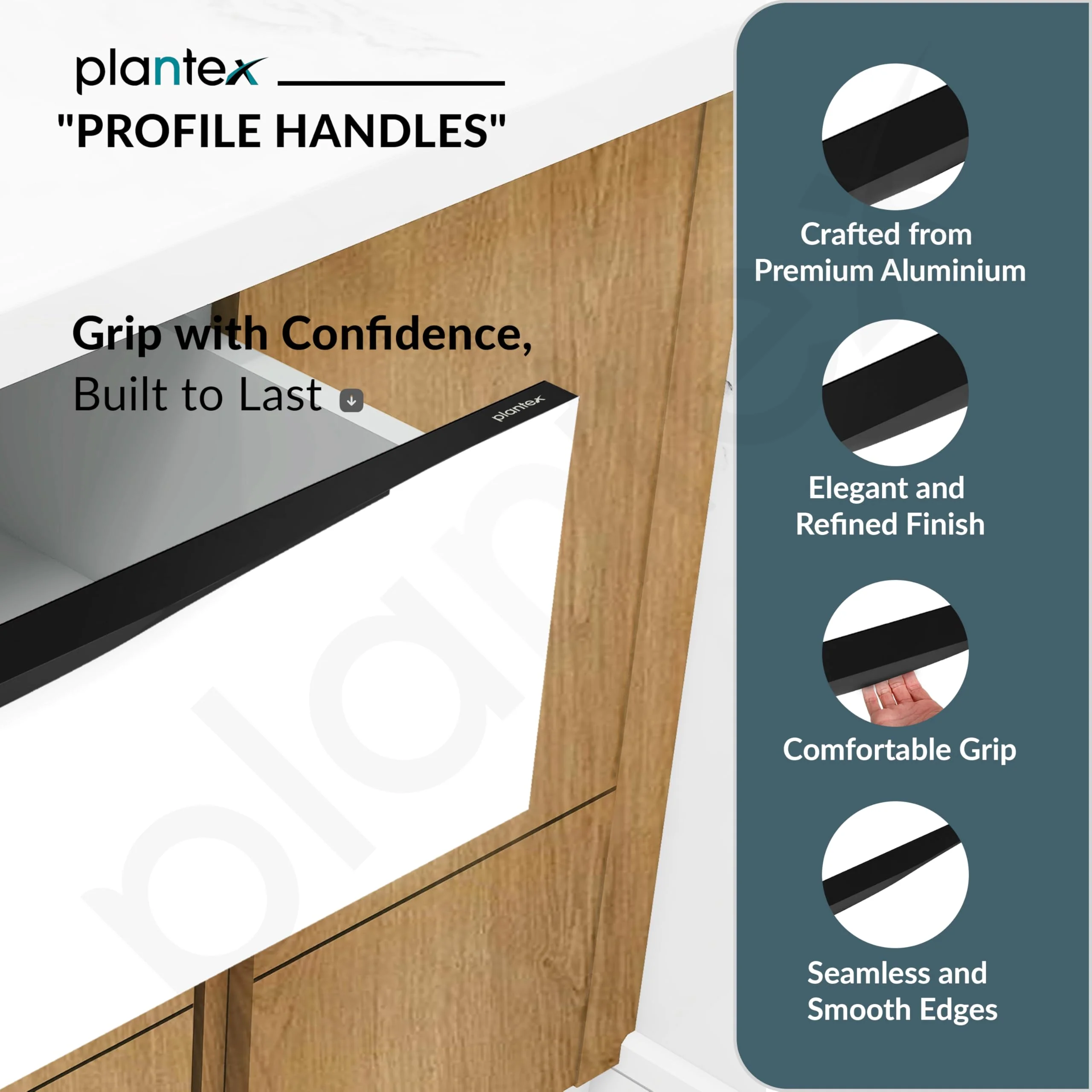 Plantex Profile Handle for Kitchen Cabinet/32 Inch Alluminium Drawer Profile Handle/Wardrobe Pull Handle for Home/Office/Hotel - Pack of 2 (Black) - Image 2