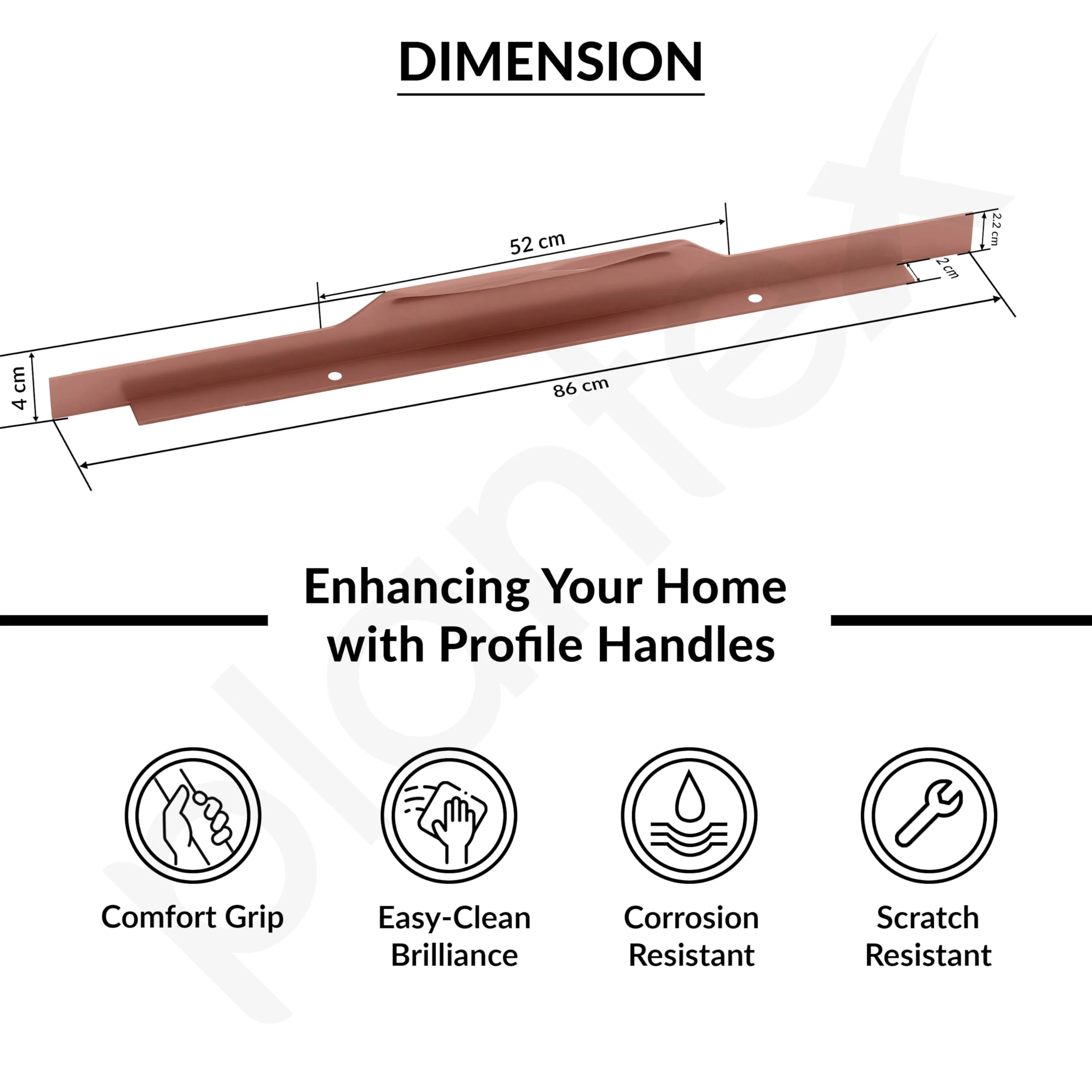 Plantex Profile Handle for Kitchen Cabinet/34 Inch Alluminium Drawer Profile Handle/Wardrobe Pull Handle for Home/Office/Hotel - Pack of 1 (Rose Gold) - Image 3