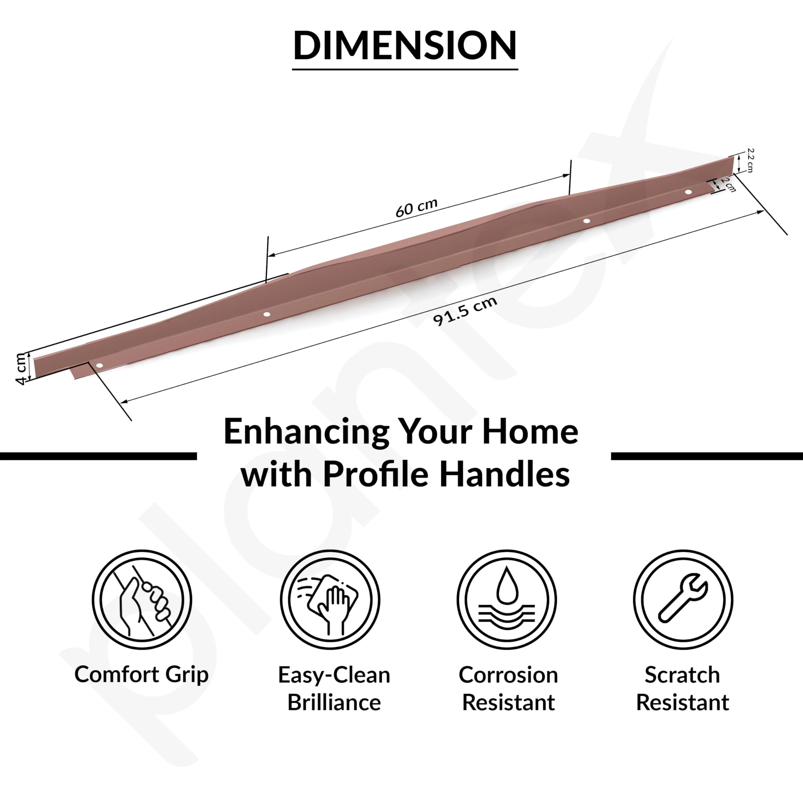 Plantex Profile Handle for Kitchen Cabinet/36 Inch Alluminium Drawer Profile Handle/Wardrobe Pull Handle for Home/Office/Hotel - Pack of 1 (Rose Gold) - Image 3
