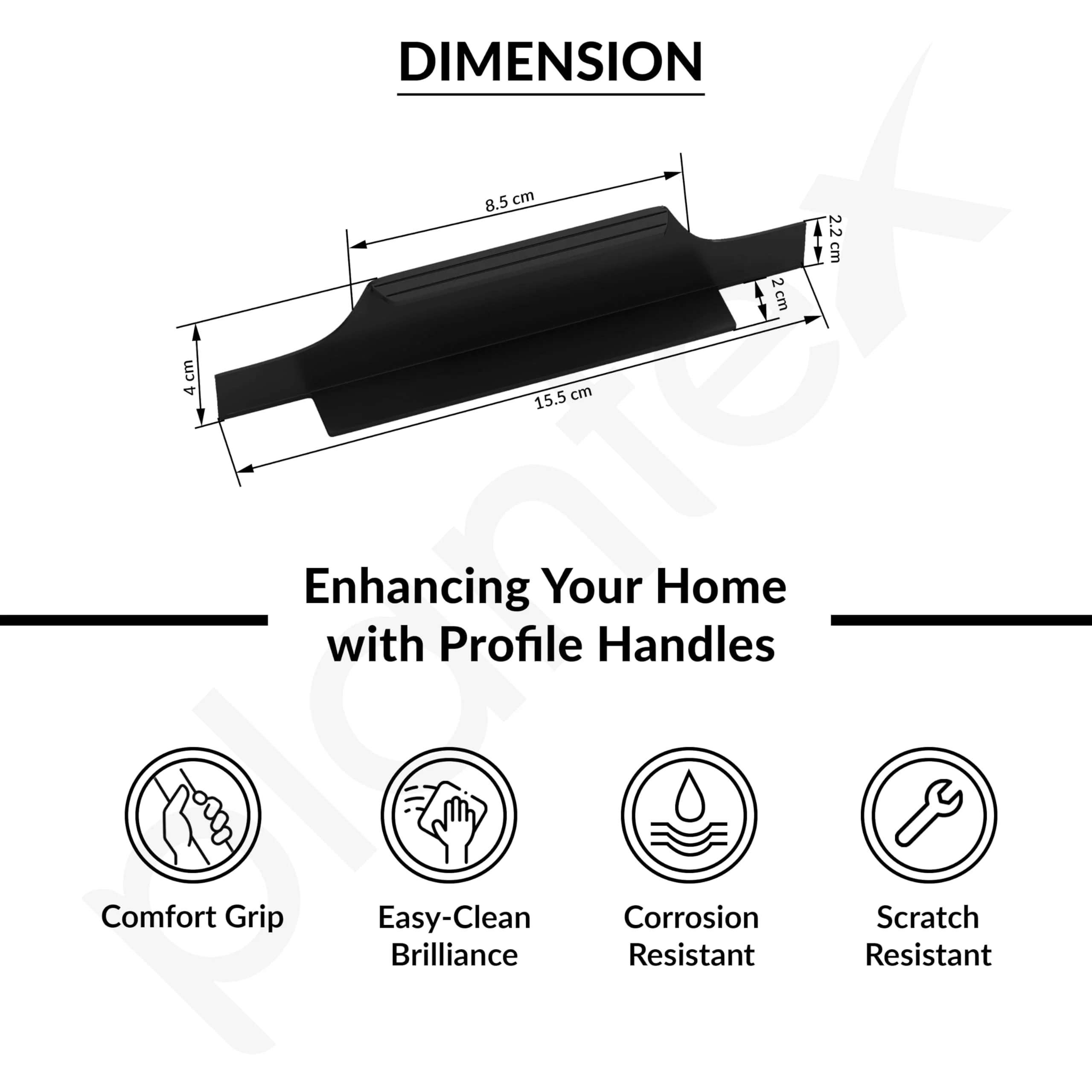 Plantex Profile Handle for Kitchen Cabinet/6 Inch Alluminium Drawer Profile Handle/Wardrobe Pull Handle for Home/Office/Hotel - Pack of 2 (Black) - Image 3