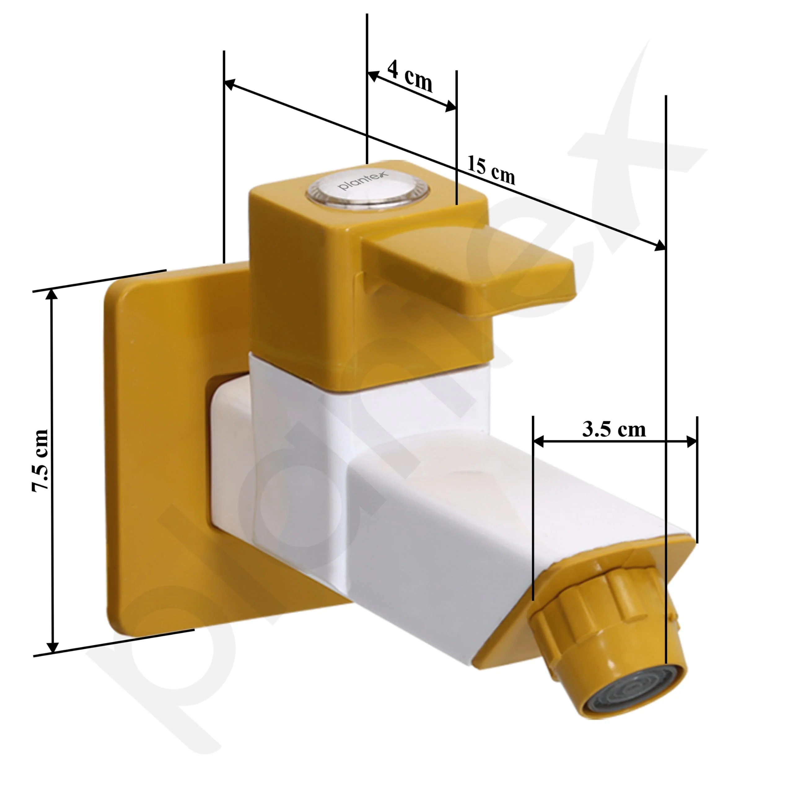 Plantex PTMT EDS-121 Single Lever Bib Cock for Bathroom with Water Saving Nozzle Attachment/Bib Tap with Plastic Wall Flange & Teflon Tape (Yellow and White) - Image 3