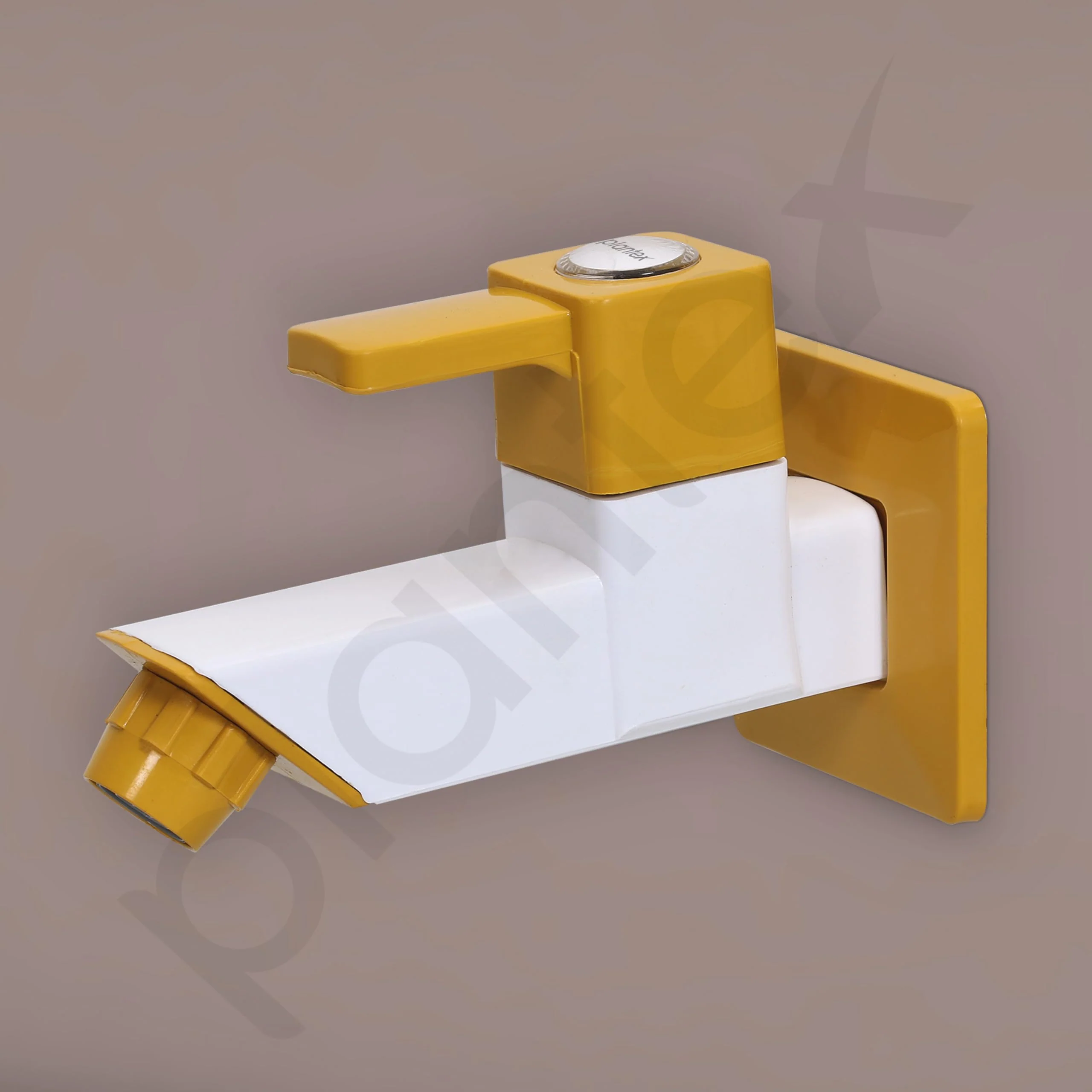 Plantex PTMT EDS-121 Single Lever Bib Cock for Bathroom with Water Saving Nozzle Attachment/Bib Tap with Plastic Wall Flange & Teflon Tape (Yellow and White) - Image 5