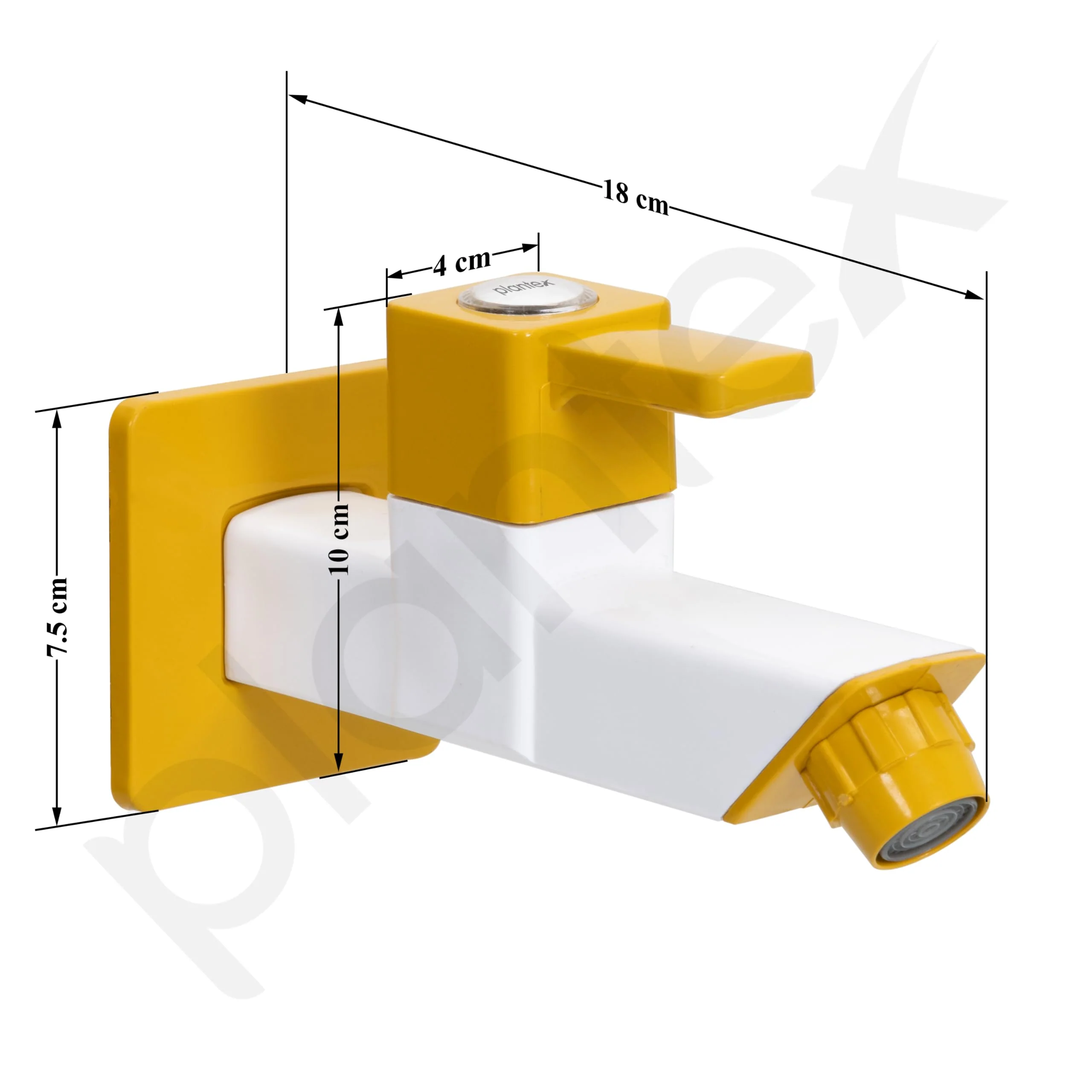 Plantex PTMT EDS-122 Single LeverPainted Bib Tap For Bathroom With Water Saving Aerator/Bib Cock For Bathroom With Plastic Wall Flange & Teflon Tape (Yellow & White) - Image 3