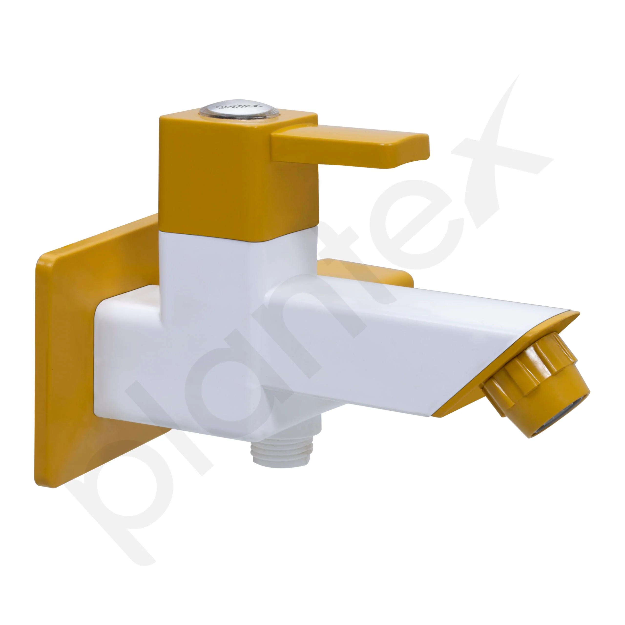 Plantex PTMT EDS-127 2 In 1 Painted Tap For Bathroom With Plastic Wall Flange & Teflon Tap e/ 2-Way Angle Valve With Attachment For Health Faucet (Yellow & White) - Image 7