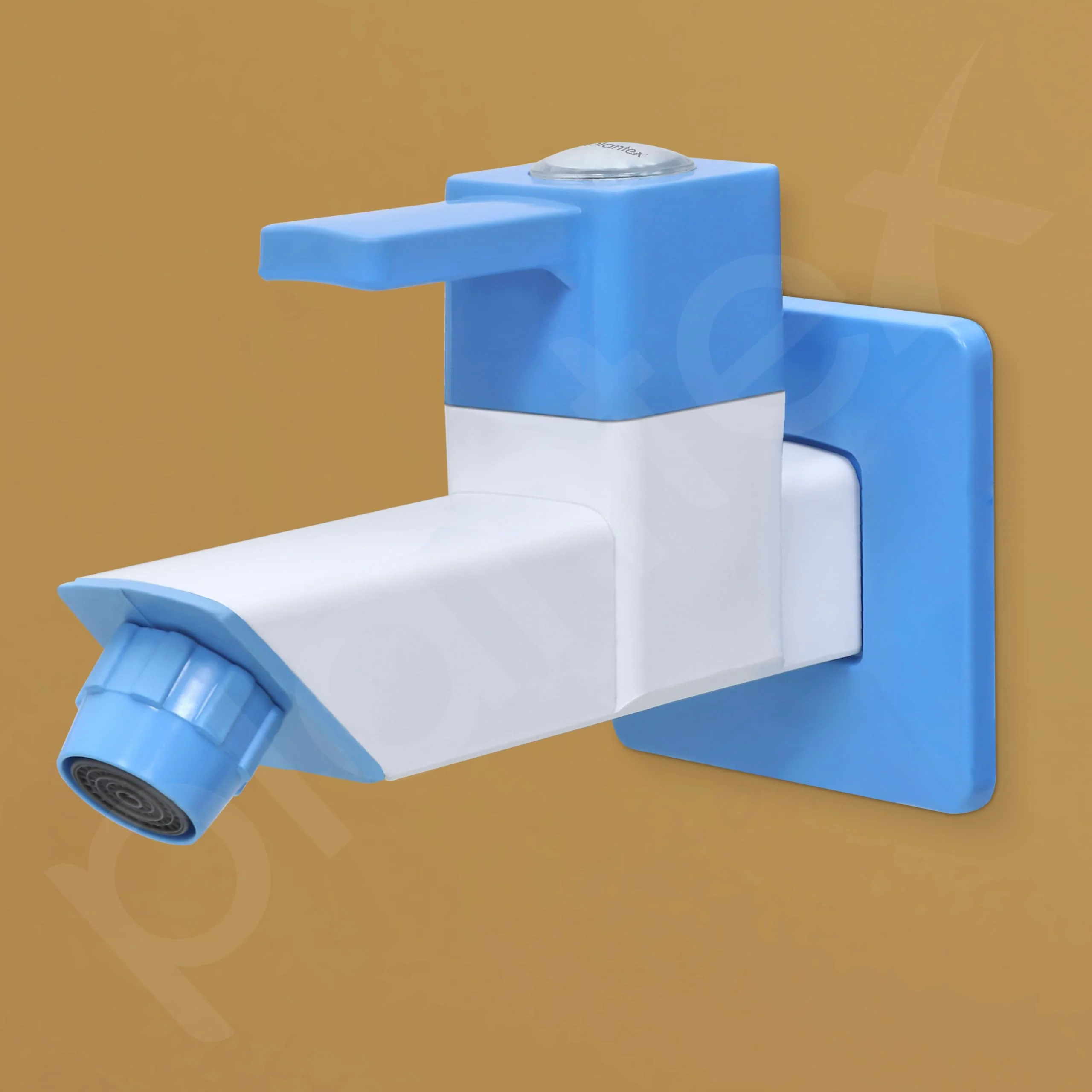Plantex PTMT ES-111 Bib Cock Polished Water Tap For Bathroom With Water Saving Aerator/Bib Tap With Teflon Tape And Plastic Wall Flange (Blue & White) - Image 6