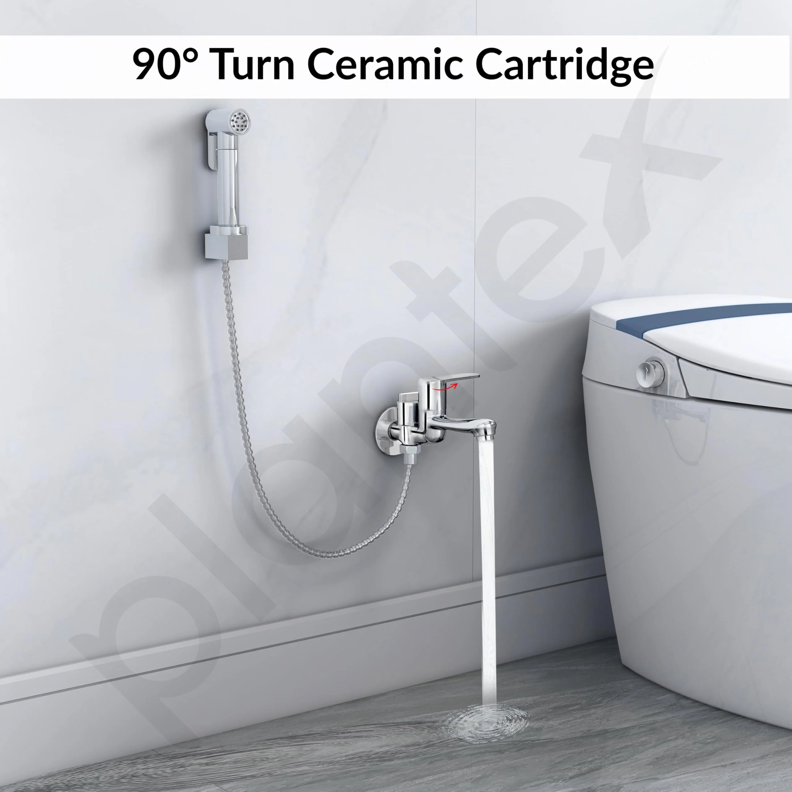 Plantex Pure Brass 2 in 1 Tap for Washing Machine/2-Way Bib Cock for Bathroom with Water Saving Aerator/Bib Cock with Brass Wall Flange and Teflon TapeTape (DOL-2305, Chrome) - Image 2