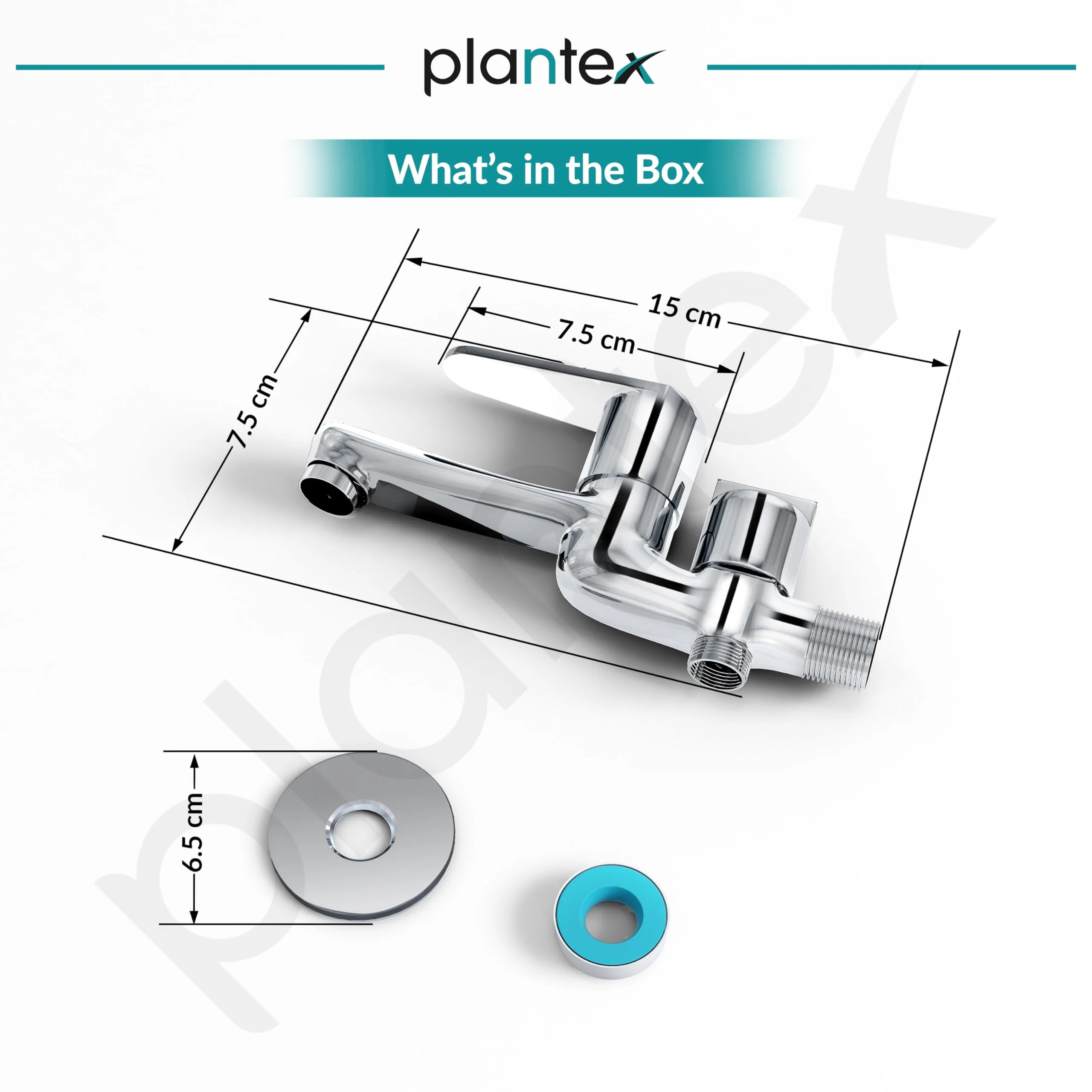Plantex Pure Brass 2 in 1 Tap for Washing Machine/2-Way Bib Cock for Bathroom with Water Saving Aerator/Bib Cock with Brass Wall Flange and Teflon TapeTape (DOL-2305, Chrome) - Image 3