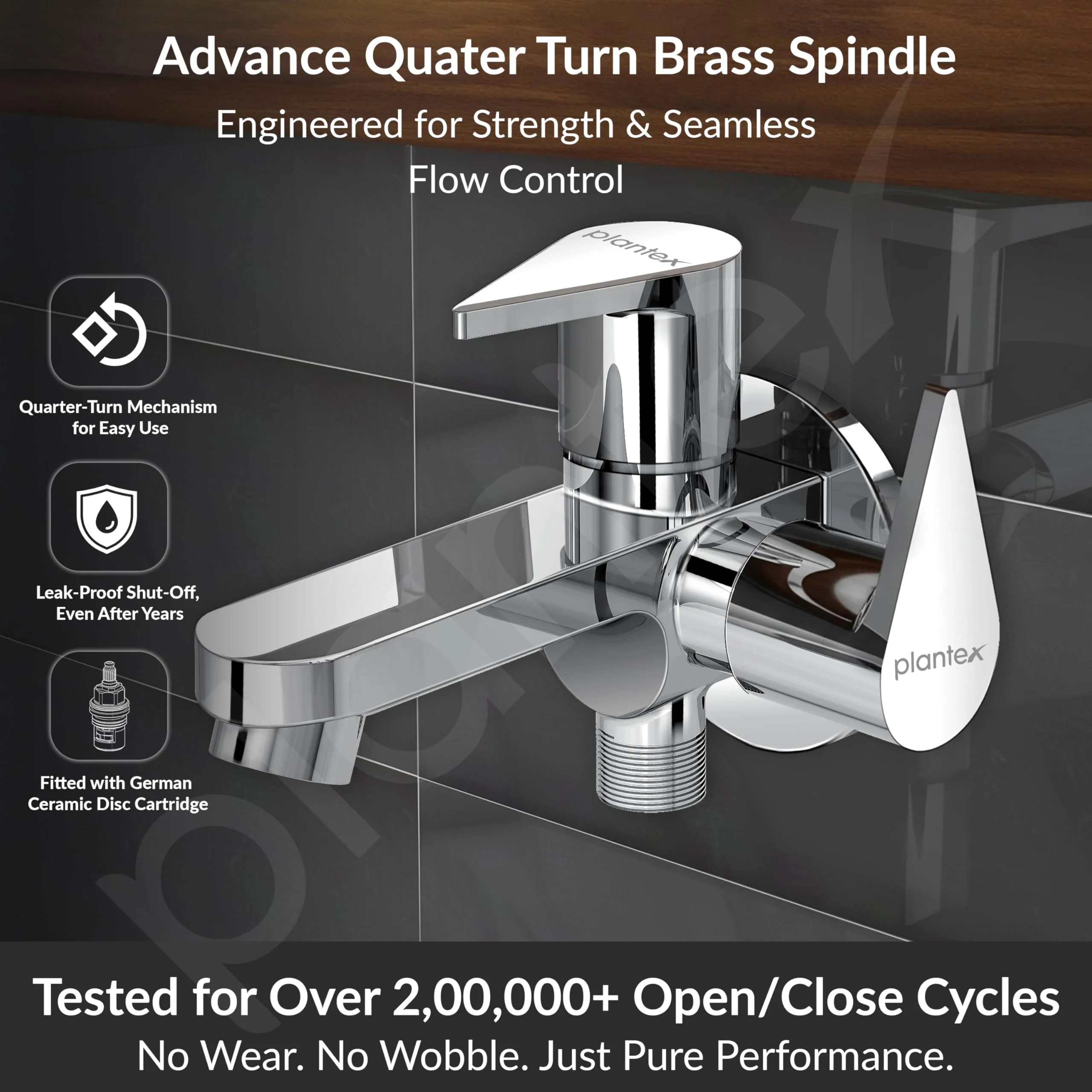 Plantex Pure Brass 2 in 1 Tap for Washing Machine with Water Saving Aerator/2-Way Bib Cock for Bathroom with Brass Wall Flange & Teflon Tape -7 Year Warranty-(PAC-1807-Chrome) - Image 2