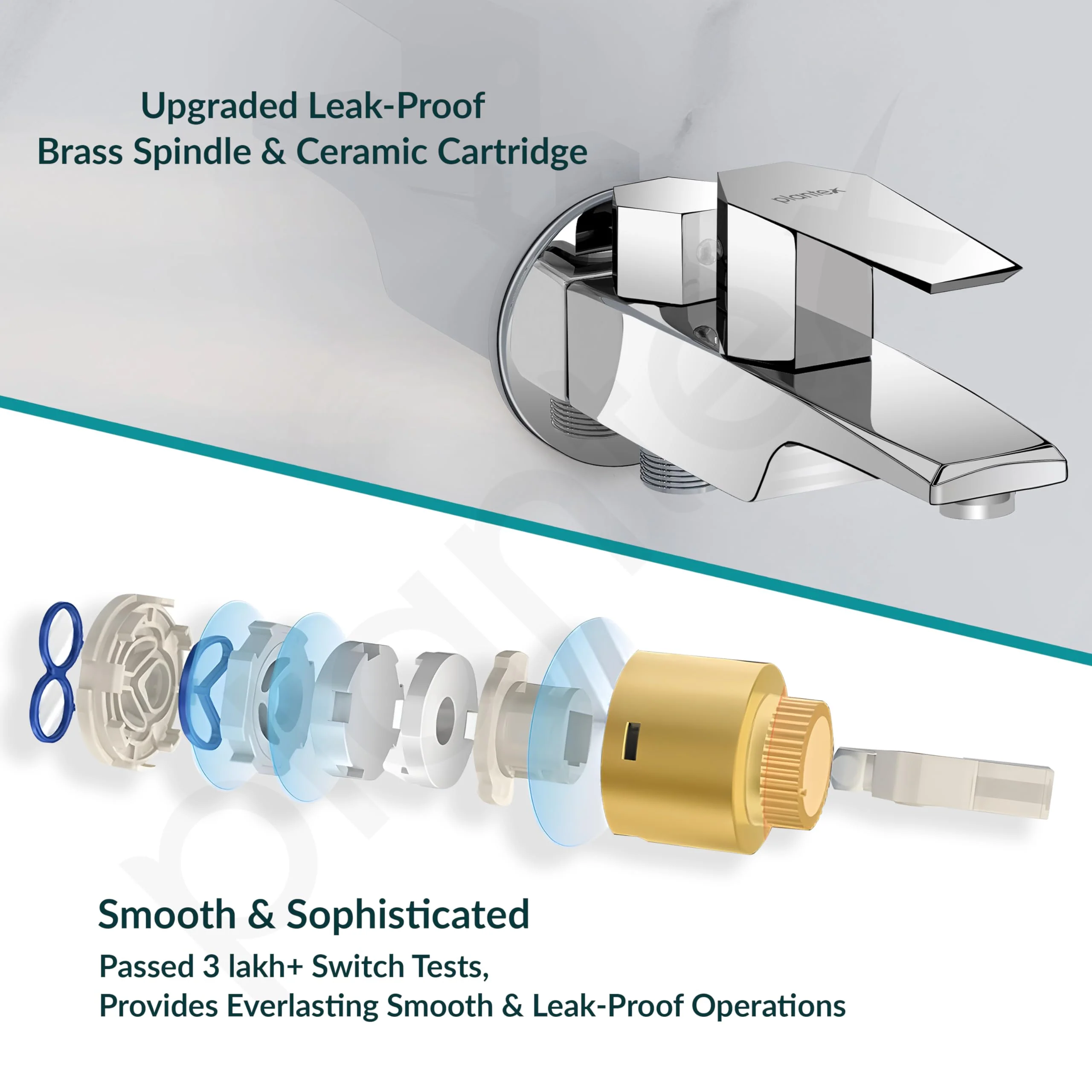 Plantex Pure Brass 2 in 1 Tap for Washing Machine with Water Saving Aerator/2-Way Bib Cock for Bathroom with Wall Flange & Teflon Tape (Celesiya-1245) - Image 4