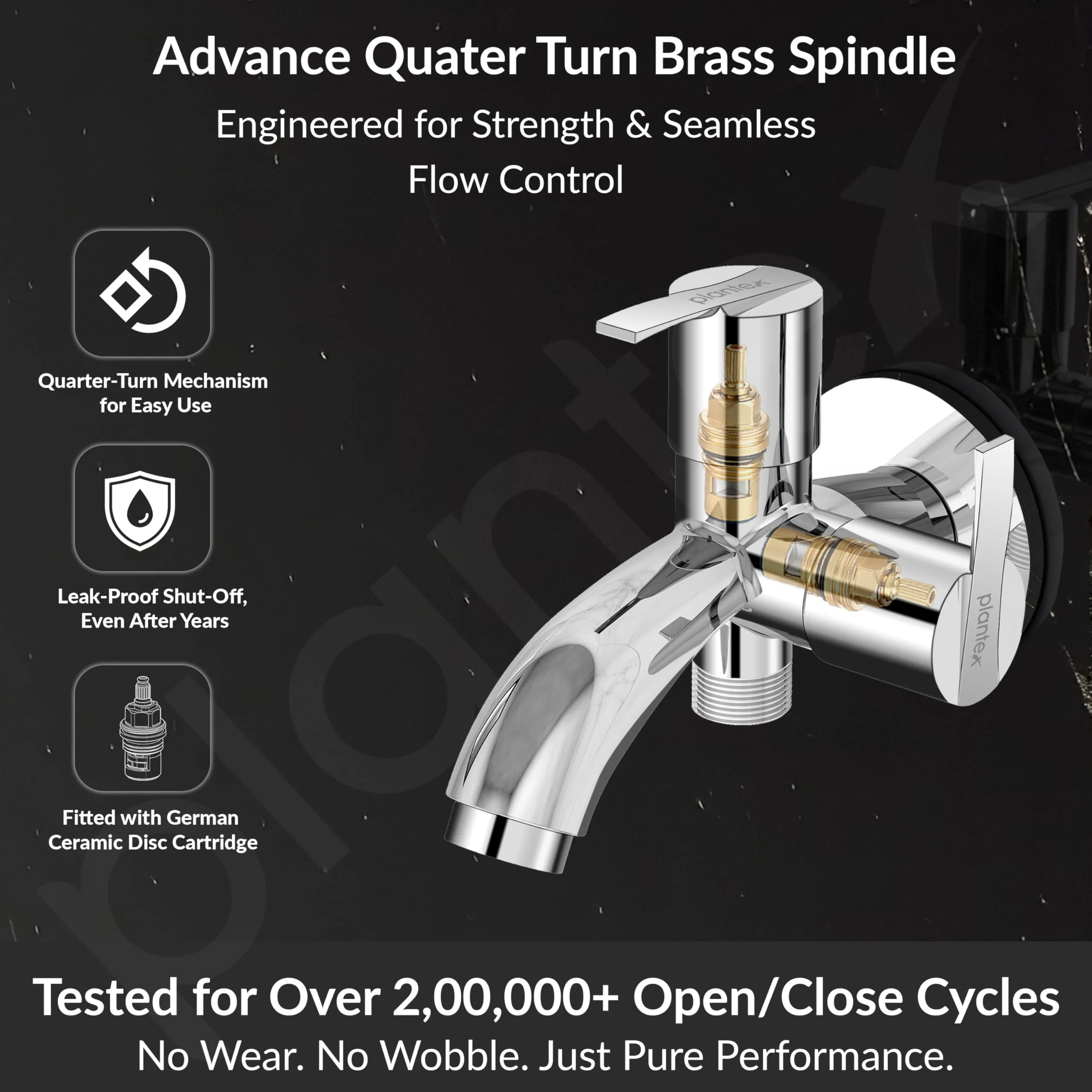 Plantex Pure Brass 2 in 1 Tap for Washing Machine with Water Saving Nozzle for Kitchen Tap/2-Way Bib Cock with Brass Wall Flange & Teflon Tape -7 Year Warranty (AQ-1407-Chrome) - Image 2