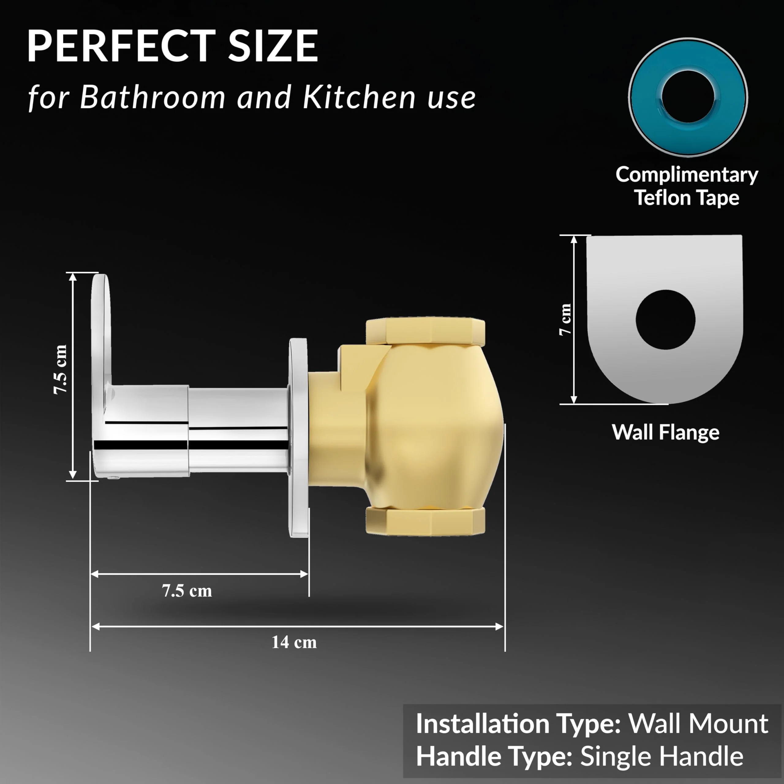 Plantex Pure Brass 25 mm Toilet Flush Valve for Toilet with Teflon Tape and Brass Wall Flange for Commercial and Residential Use-(ORN-220-Chrome) - Image 5