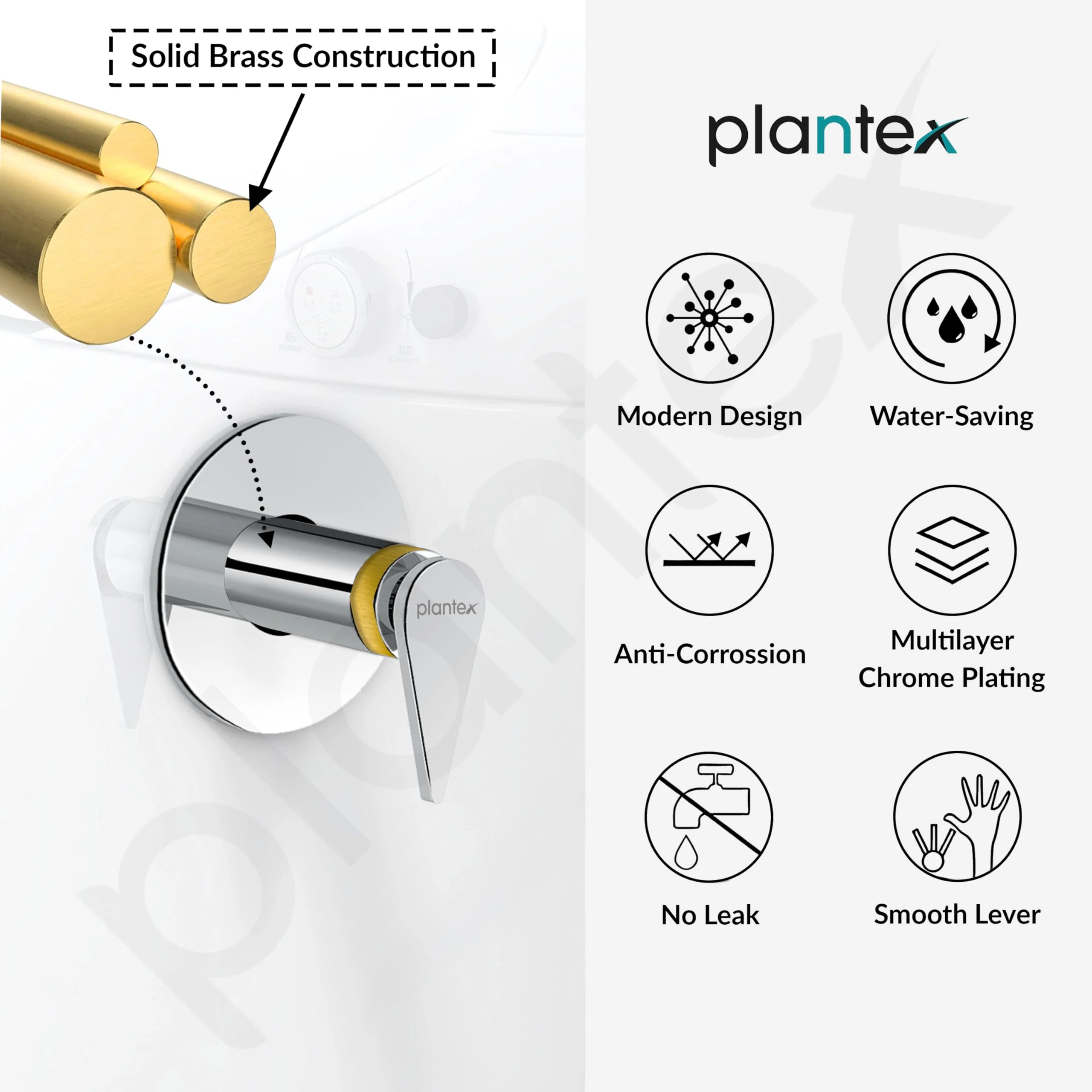 Plantex Pure Brass 25 mm Toilet Flush Valve for Toilet with Teflon Tape & Brass Wall Flange for Commercial & Residential Use-(LEA-720-Chrome) - Image 5